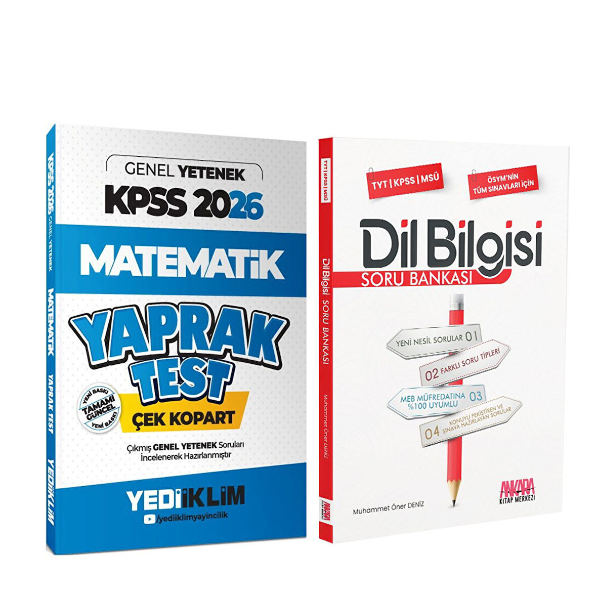 Yediiklim 2026 KPSS Matematik Çek Kopart Yaprak Test ve AKM Dil Bilgisi Soru Bankası Seti 2 Kitap