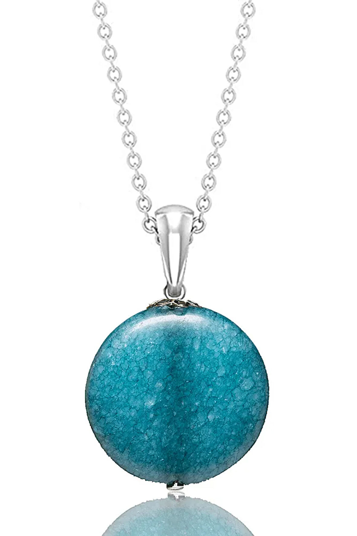 Sertifikalı Gerçek Mavi Akik Taşı Doğal Taş Kolye - 1.kalite