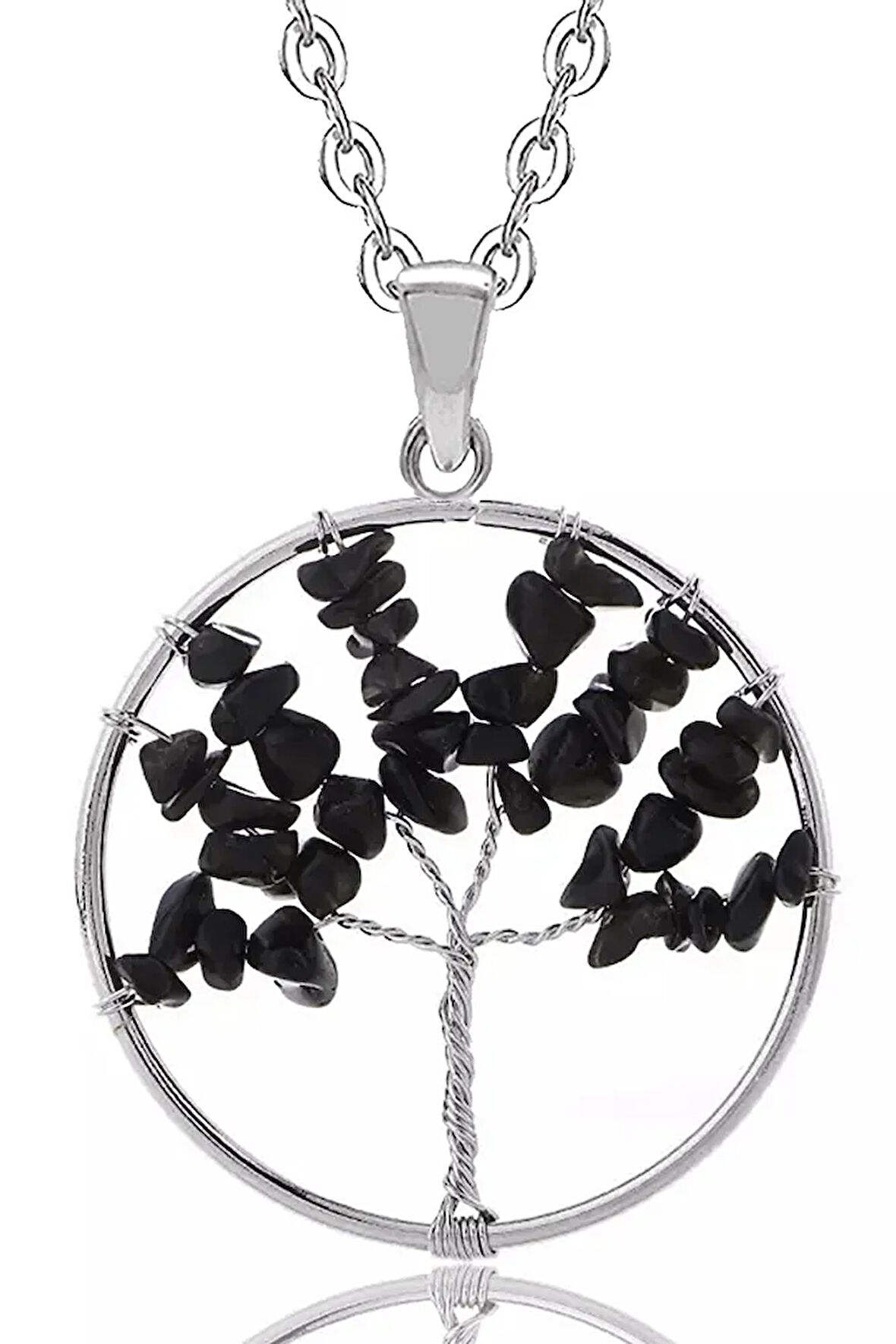 Sertifikalı Doğal Turmalin Taşı Hayat Ağacı Kolye