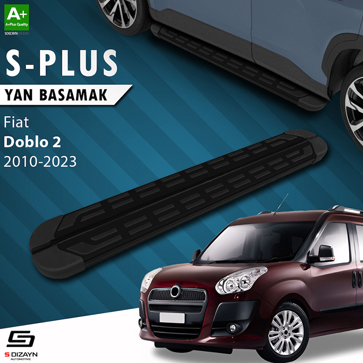 S-Dizayn Fiat Doblo 2 S-Plus Siyah Yan Basamak 193 Cm 2010-2022 A+ Kalite