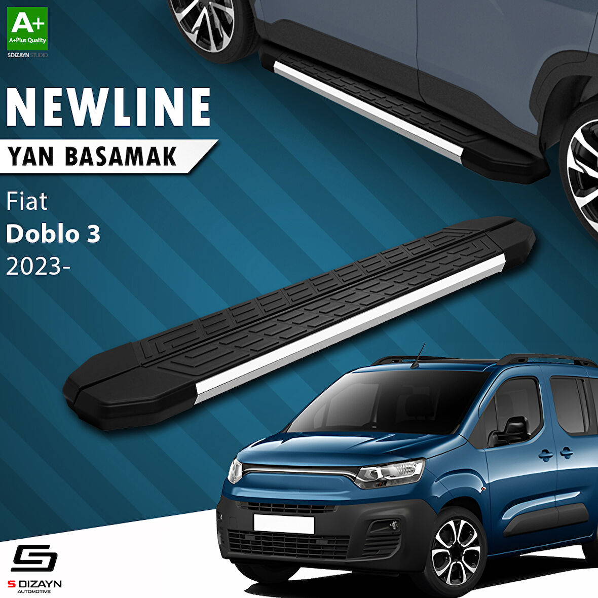 S-Dizayn Fiat Doblo 3 NewLine Krom Yan Basamak 203 Cm 2023 Üzeri A+ Kalite
