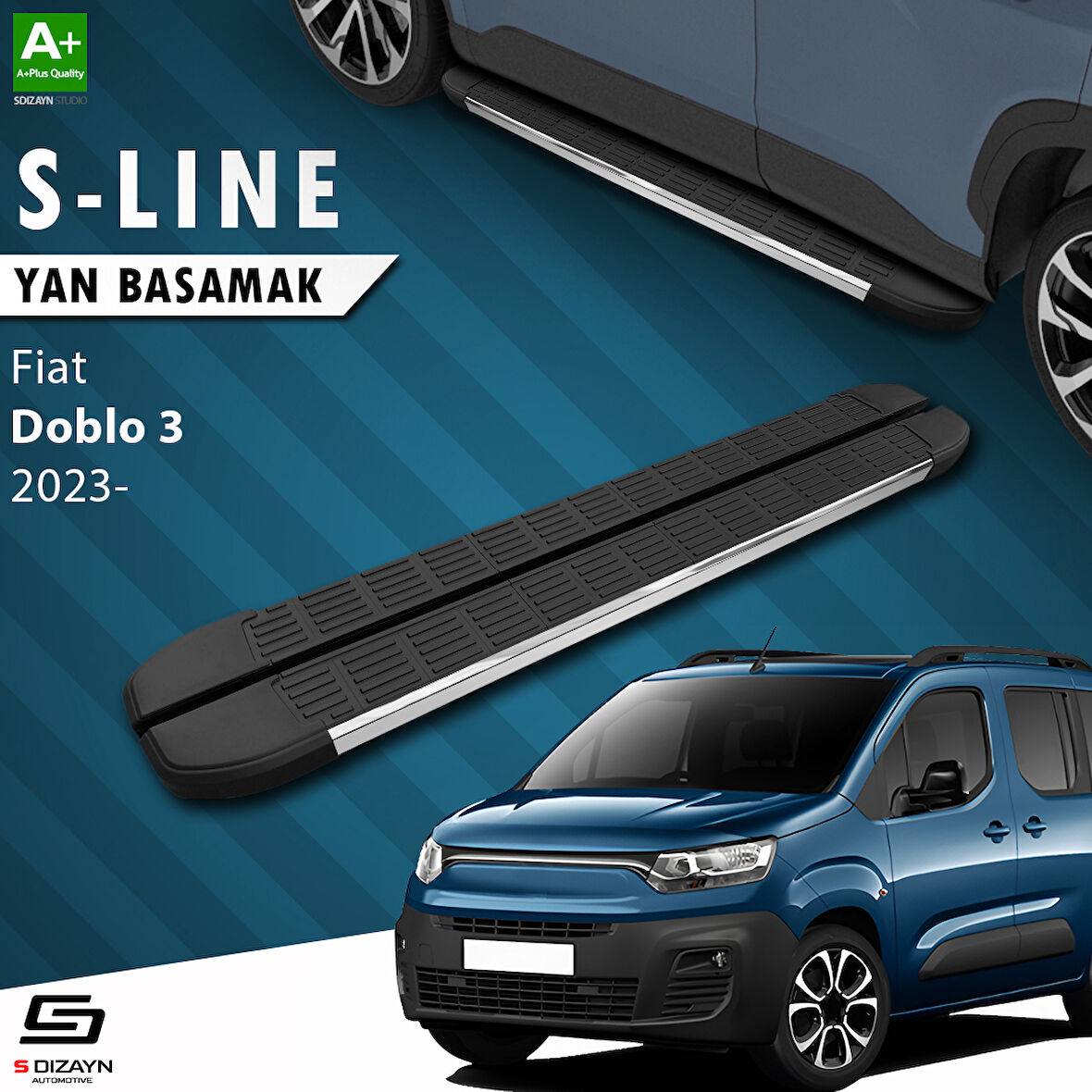 S-Dizayn Fiat Doblo 3 S-Line Krom Yan Basamak 203 Cm 2023 Üzeri A+ Kalite