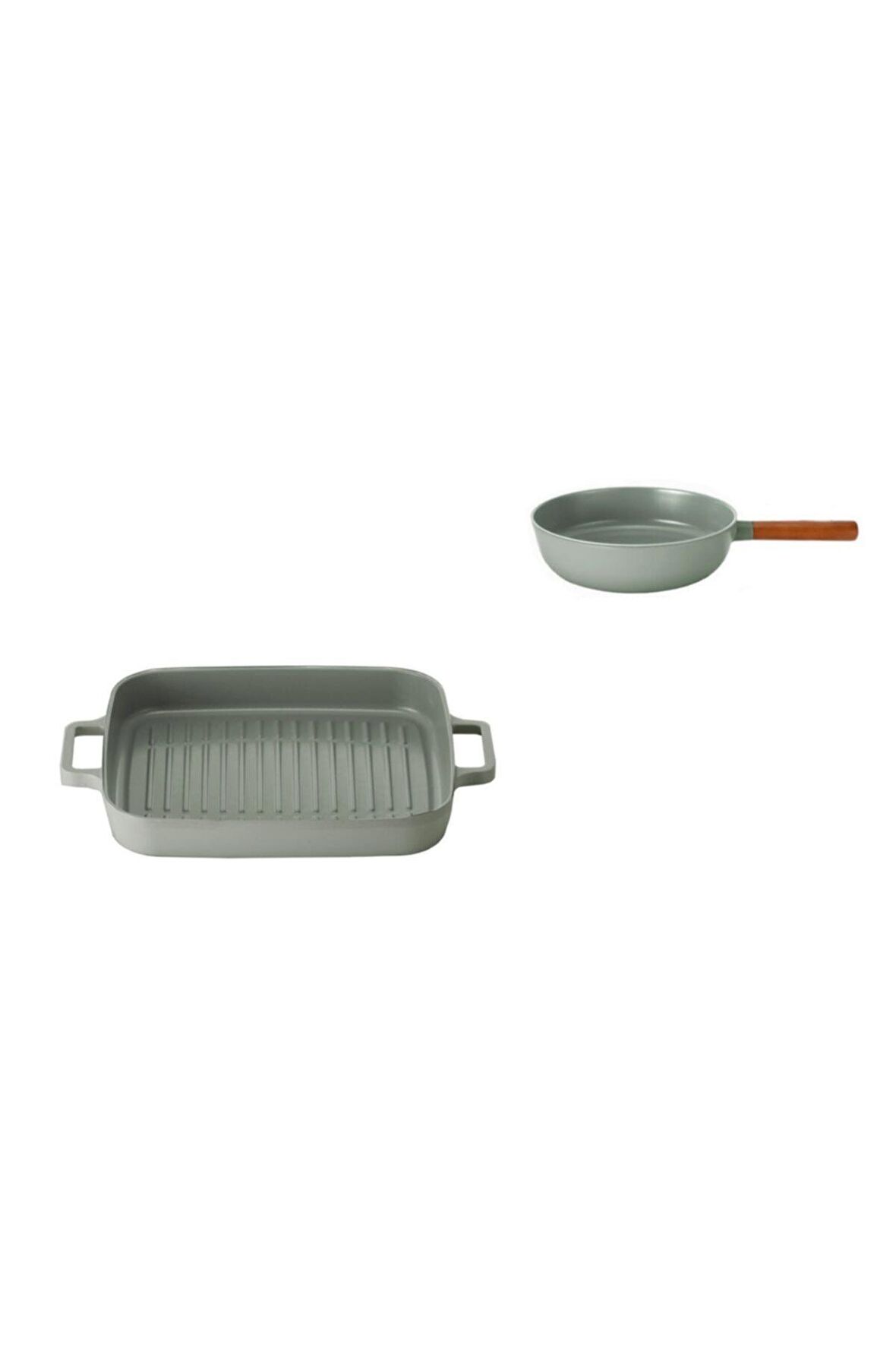 Neoflam Alüminyum Döküm 28 Cm Dikdörtgen Izgara Grill Tava + 26 Cm Tava