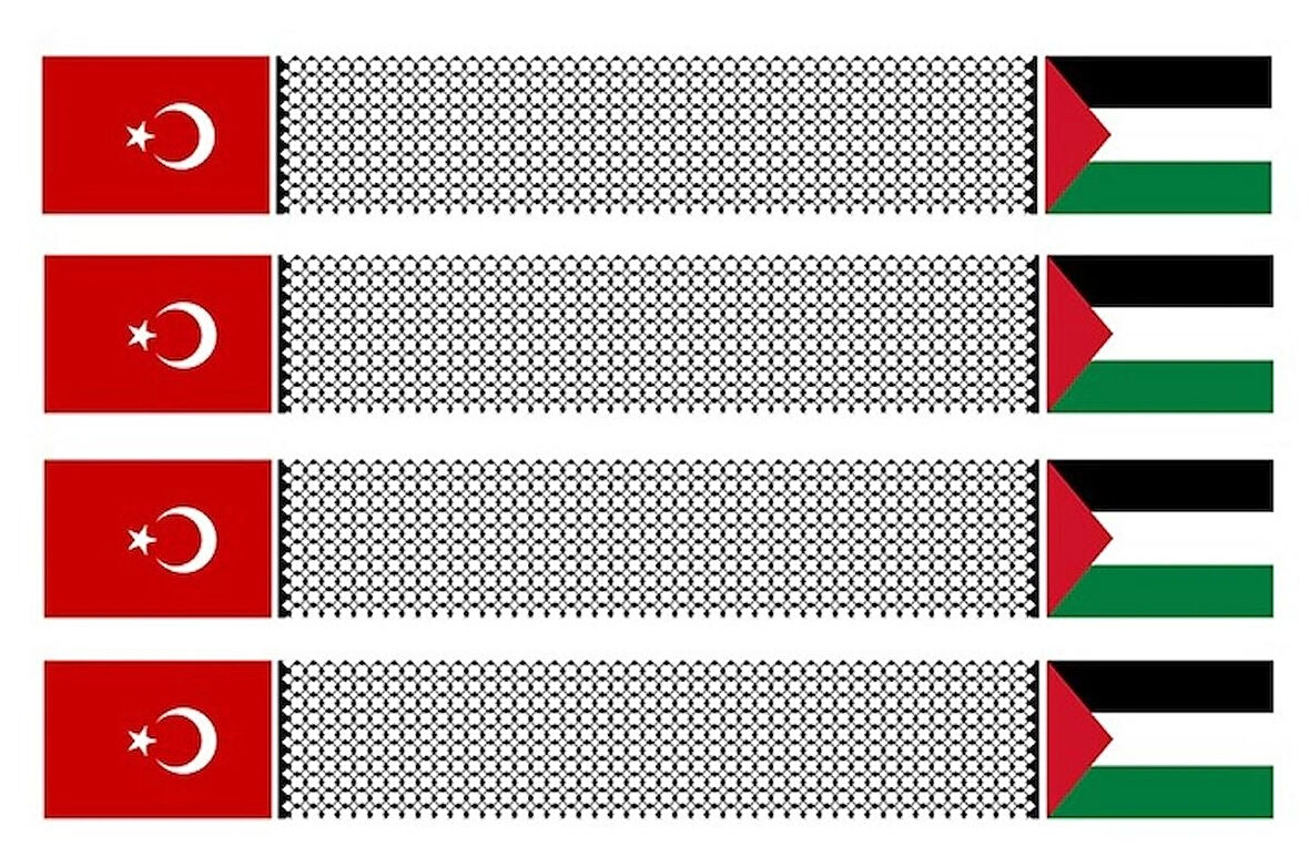  KEFİYE DESENLİ TÜRK ve FİLİSTİN BAYRAKLI ATKI (5ADET)