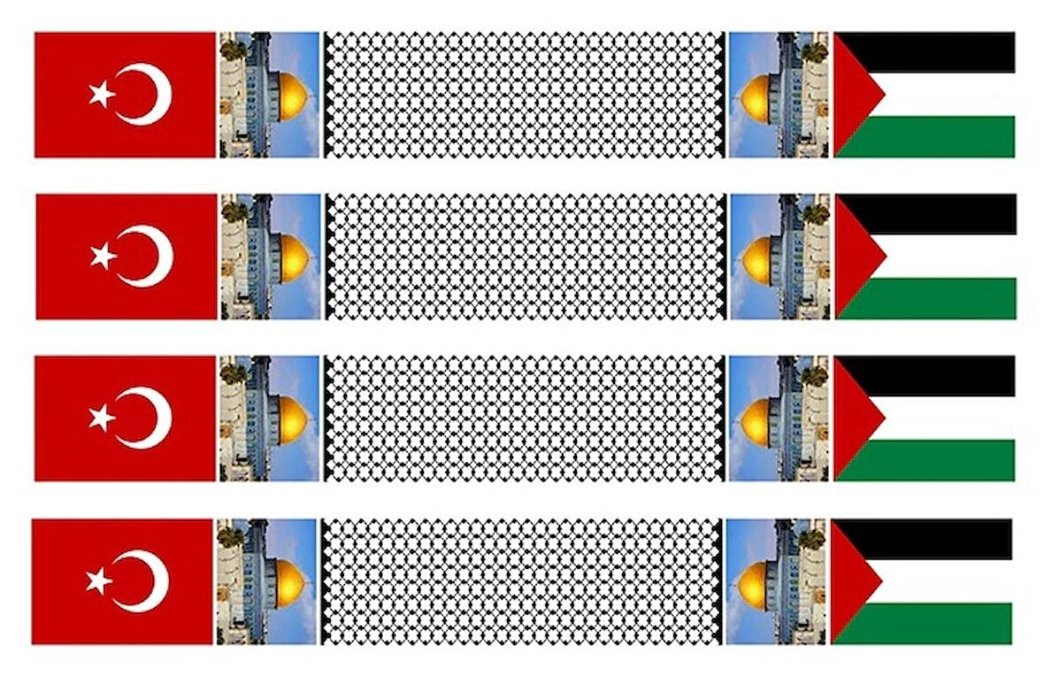 AYYILDIZ BAYRAKÇILIK MESCİD-İ AKSA FİLİSTİN BAYRAKLI ATKI (50 ADET)