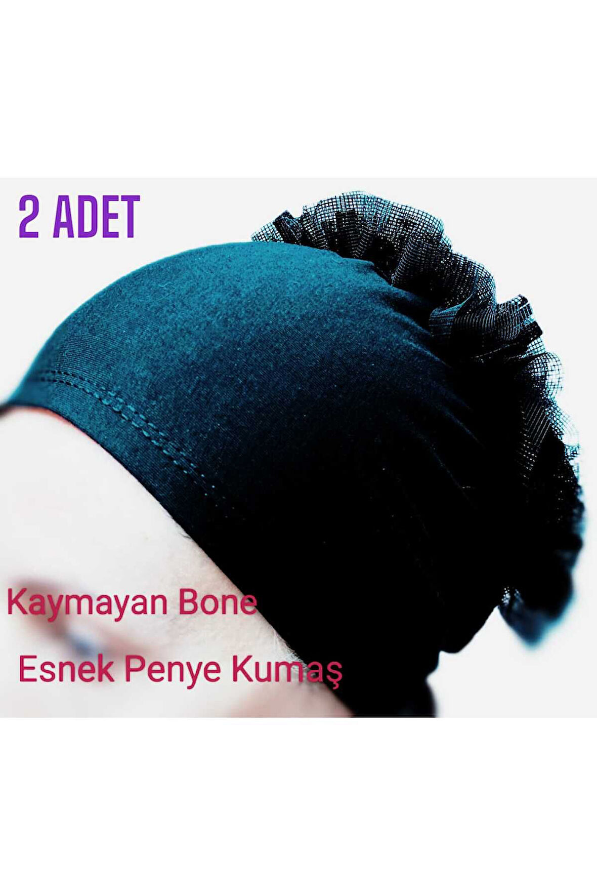 BONE FIRFIRLI, HİJAB, TESETTÜR BONE, TOPUZ, SİYAH PENYE DİKİŞLİ BONE 2 ADET