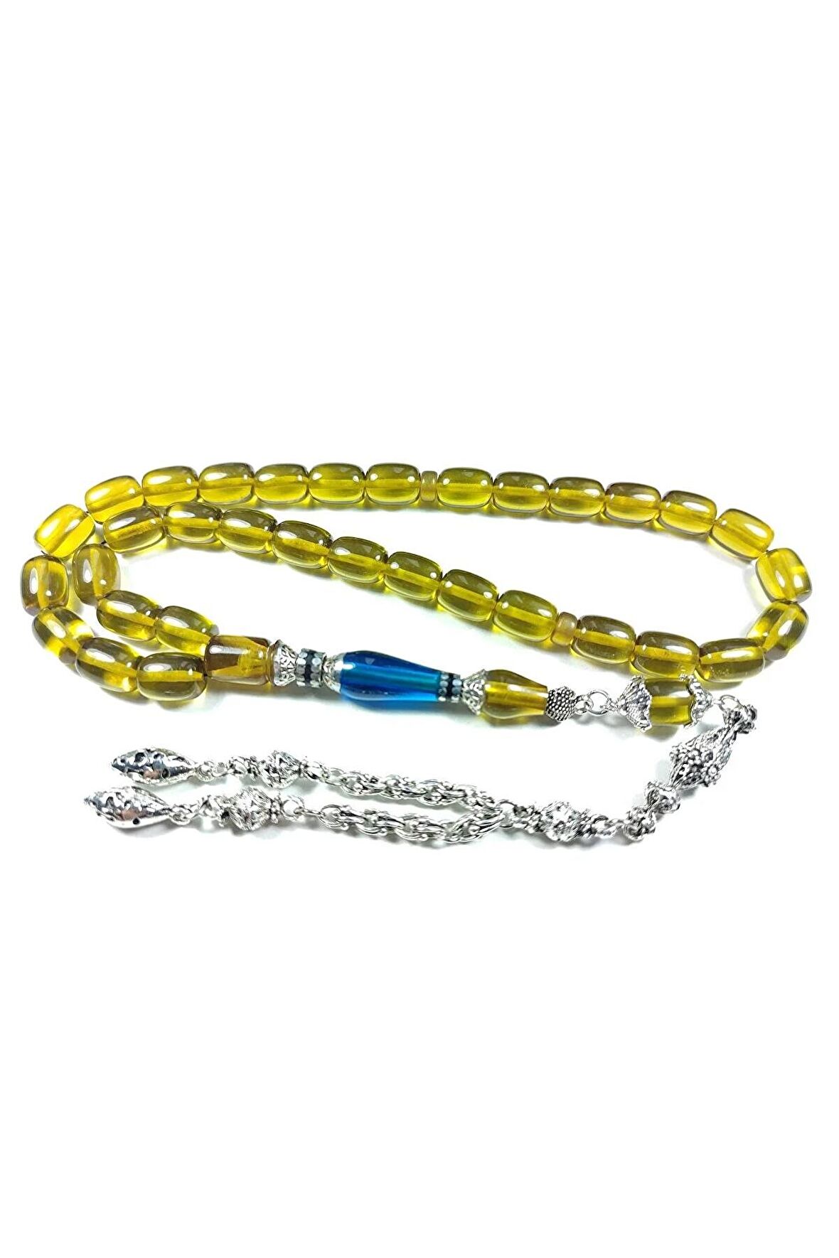 Gümüş Kaplama Püsküllü 925 Ayar Gümüş Nakkaş Imame Alman Zar Kehribar Sertifikalı 3916