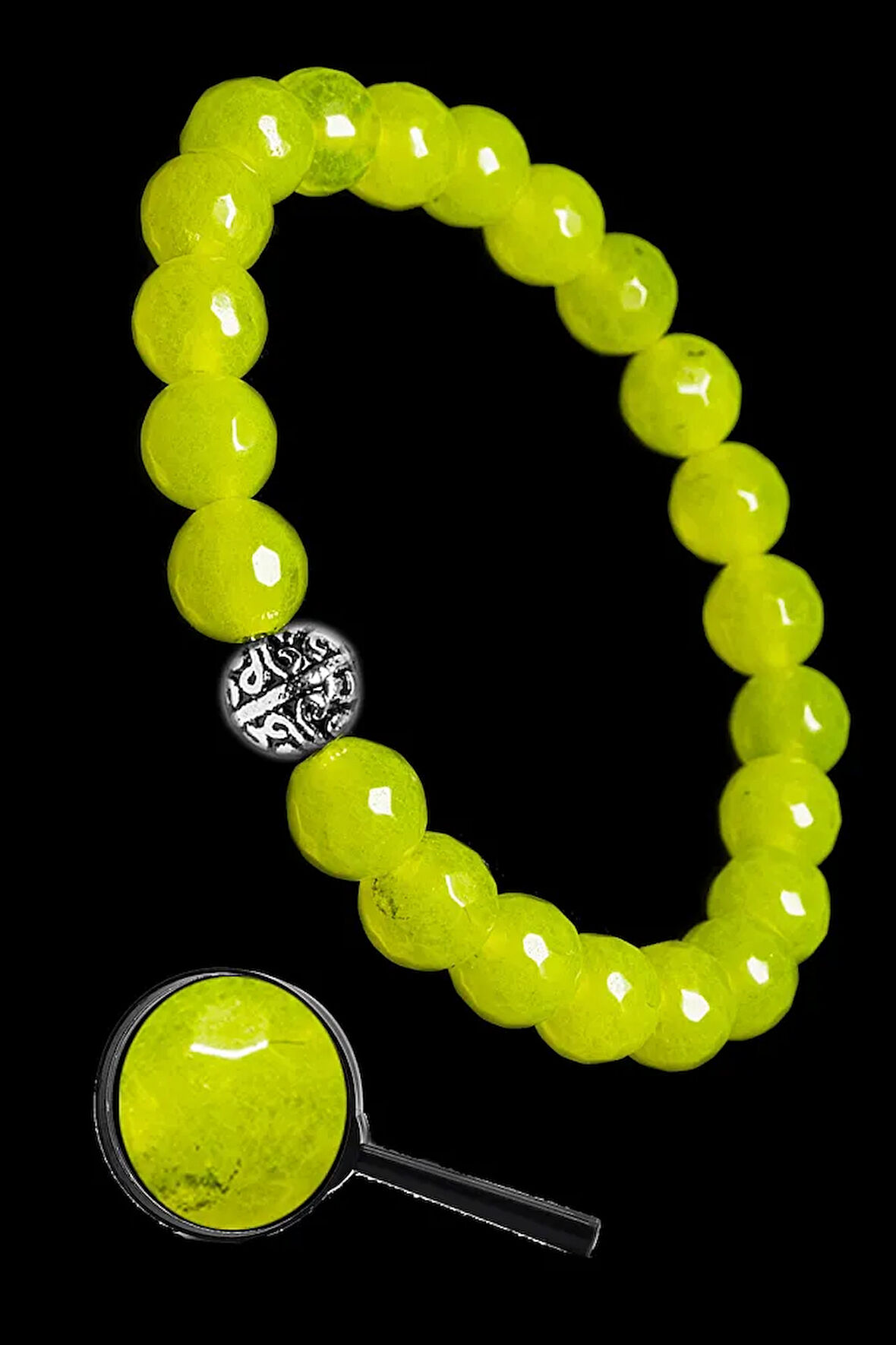 Sertifikalı Gümüş Aparatlı Fasetli Doğal Limon Kuvars Taşı Bileklik