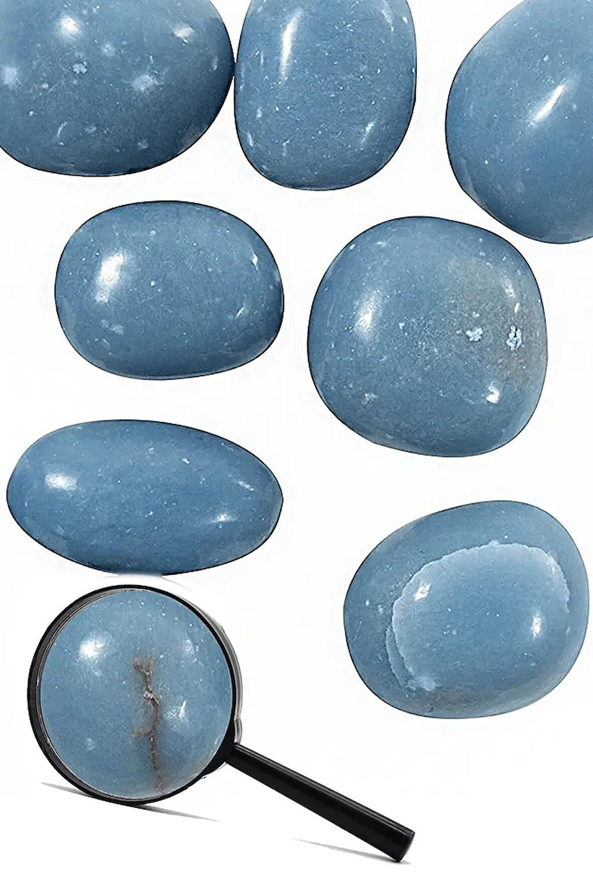 Sertifikalı Tamburlanmış Melek Taşı Kütle - Anjelit