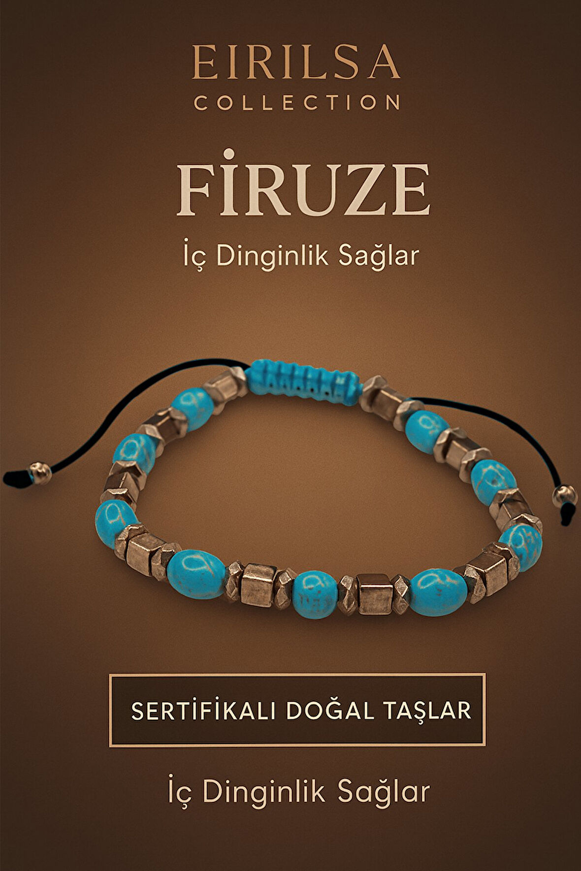 Sertifikalı Doğal Firuze Bileklik – İç Dinginlik Huzur ve Negatif Enerjiye Karşı Koruma