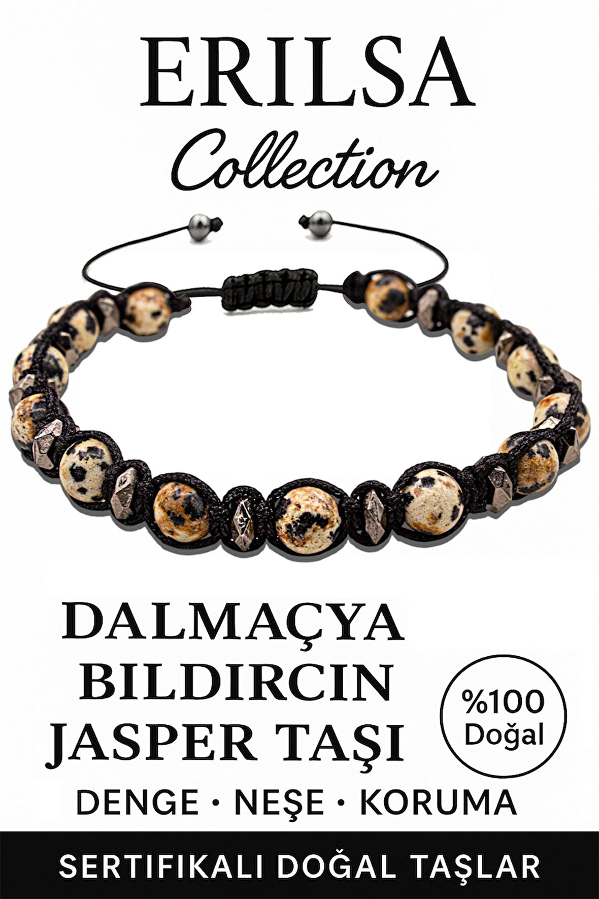 Sertifikalı Terahertz – Dalmaçya (Bıldırcın) Jasper Taşı Bileklik – Koruma ve Denge Enerjisi