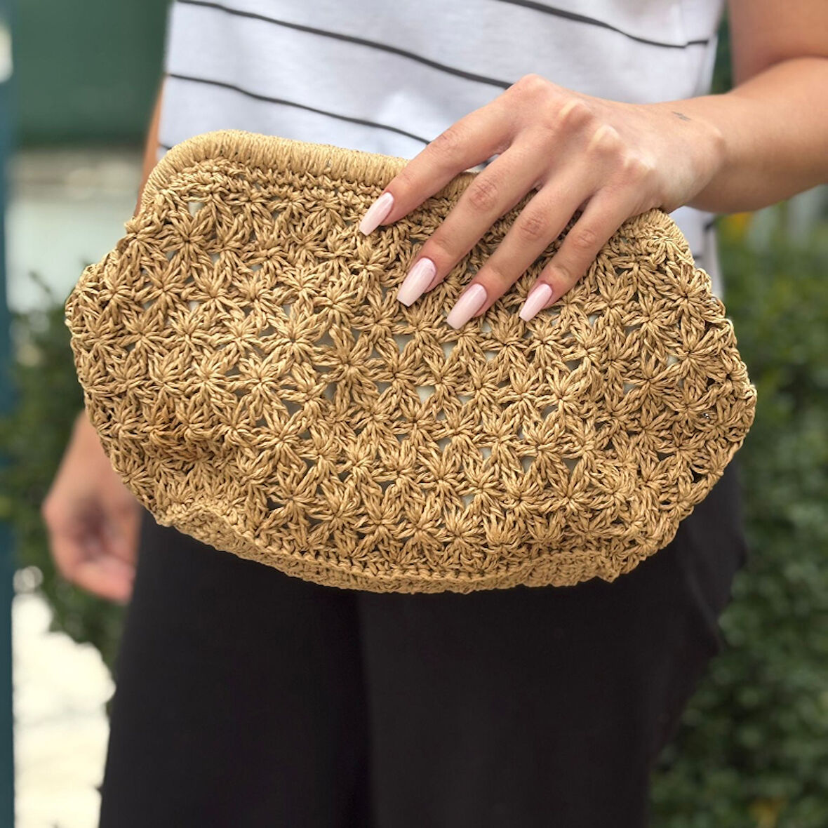 Burslu Jüt Görünümlü El Çantası