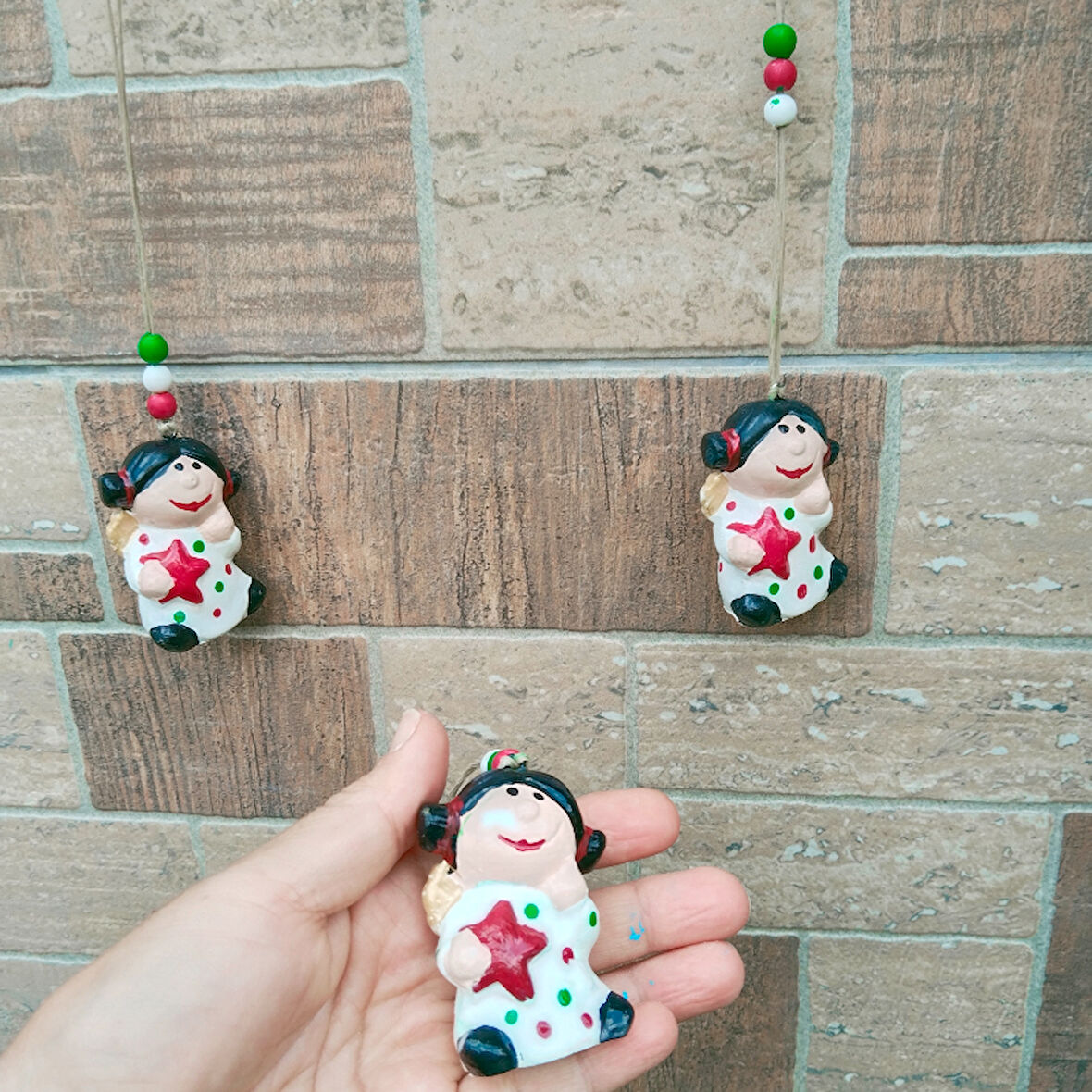 3 Lü Melek Şeklinde Biblo Ağaç Süsü