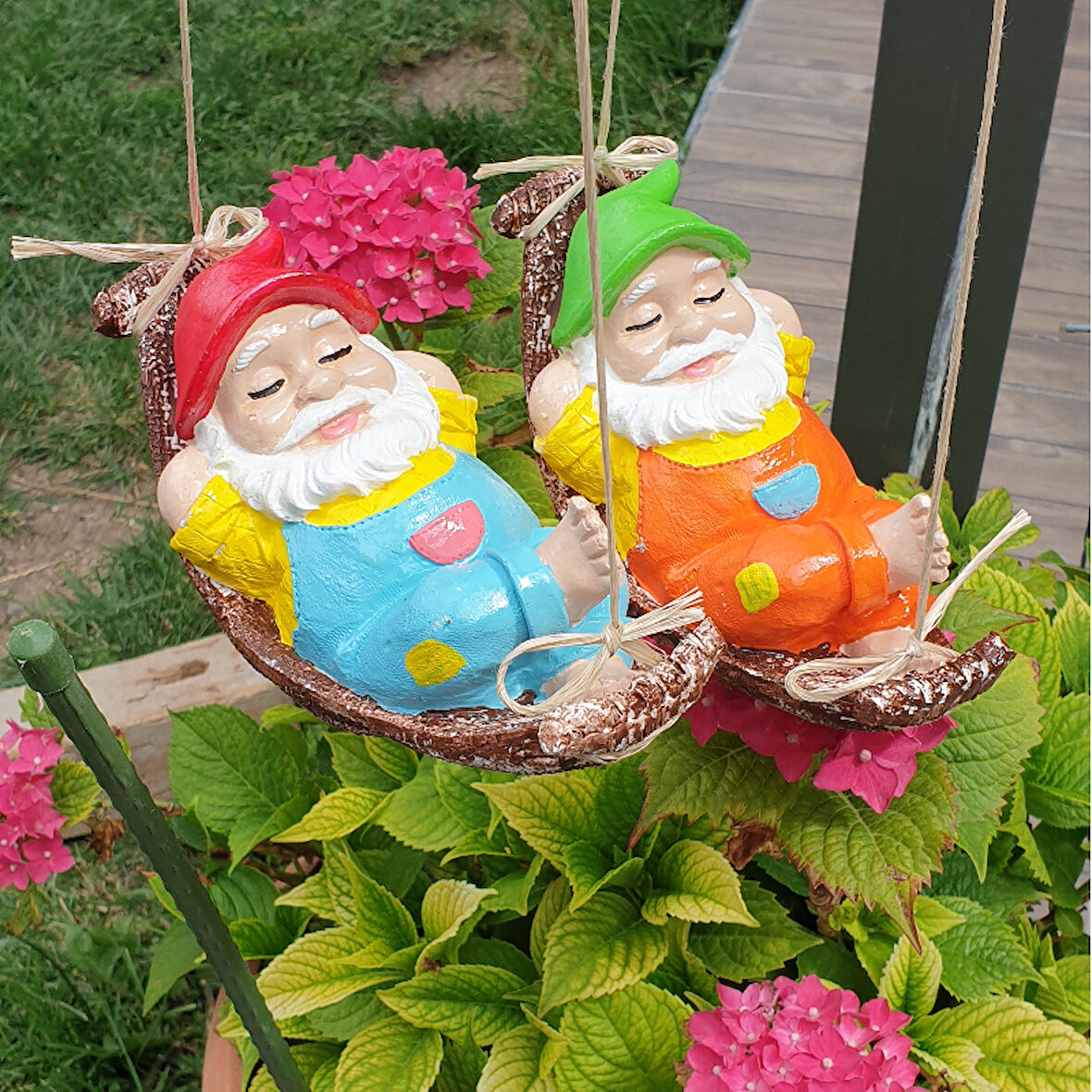 Hamakta Yatan Cüce Bahçıvan  Balkon Bahçe Duvar Dekor