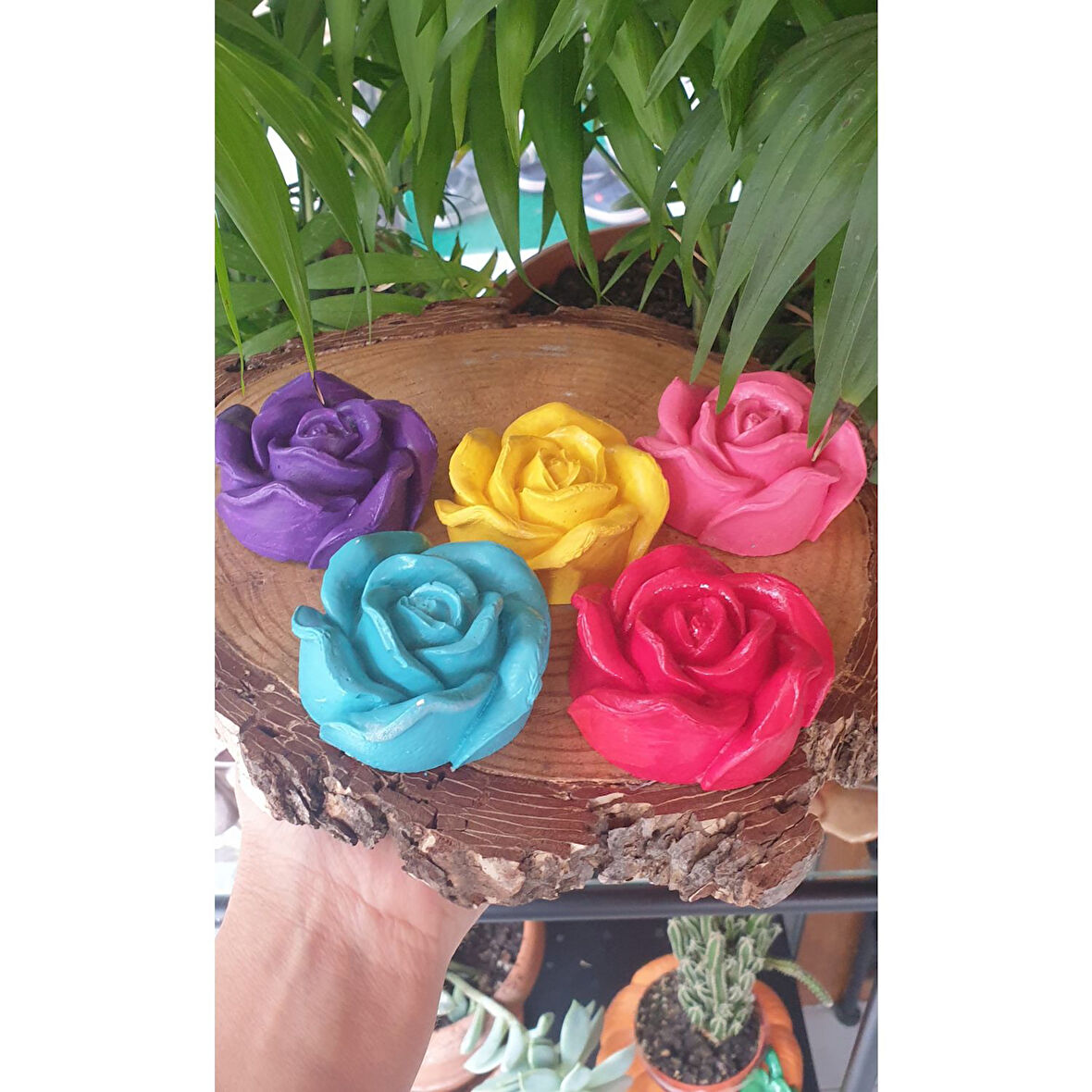 Hediyelik 5 Li  Rengarenk Gül Şeklinde Koku Taşı