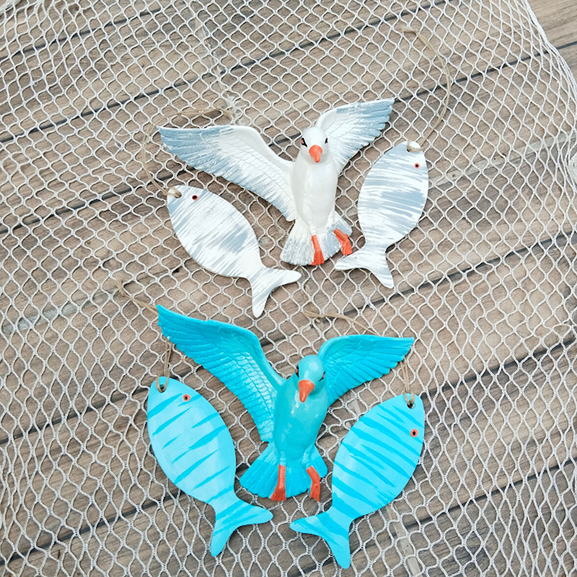 (3 Lü Set) 1 Martı 2 Balık Duvar Dekoru