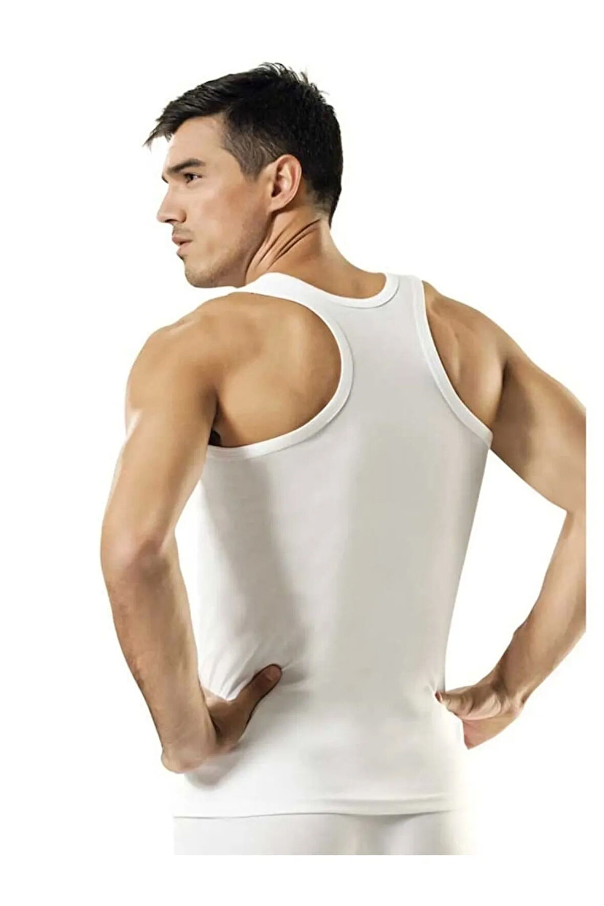 3 Adet Arkası Çapraz Pamuklu Ribana Erkek Atlet