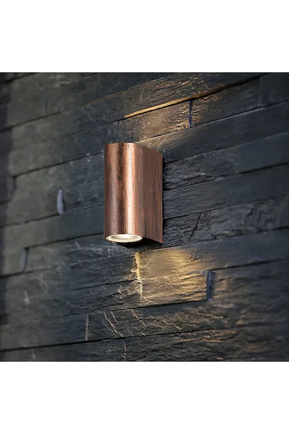  Full Reyon Plastik Bakır Kasa Çift Yönlü Duvar Apliği ( 2 Adet Gu10 Gün Işığı Ampul Hediyemizdir )