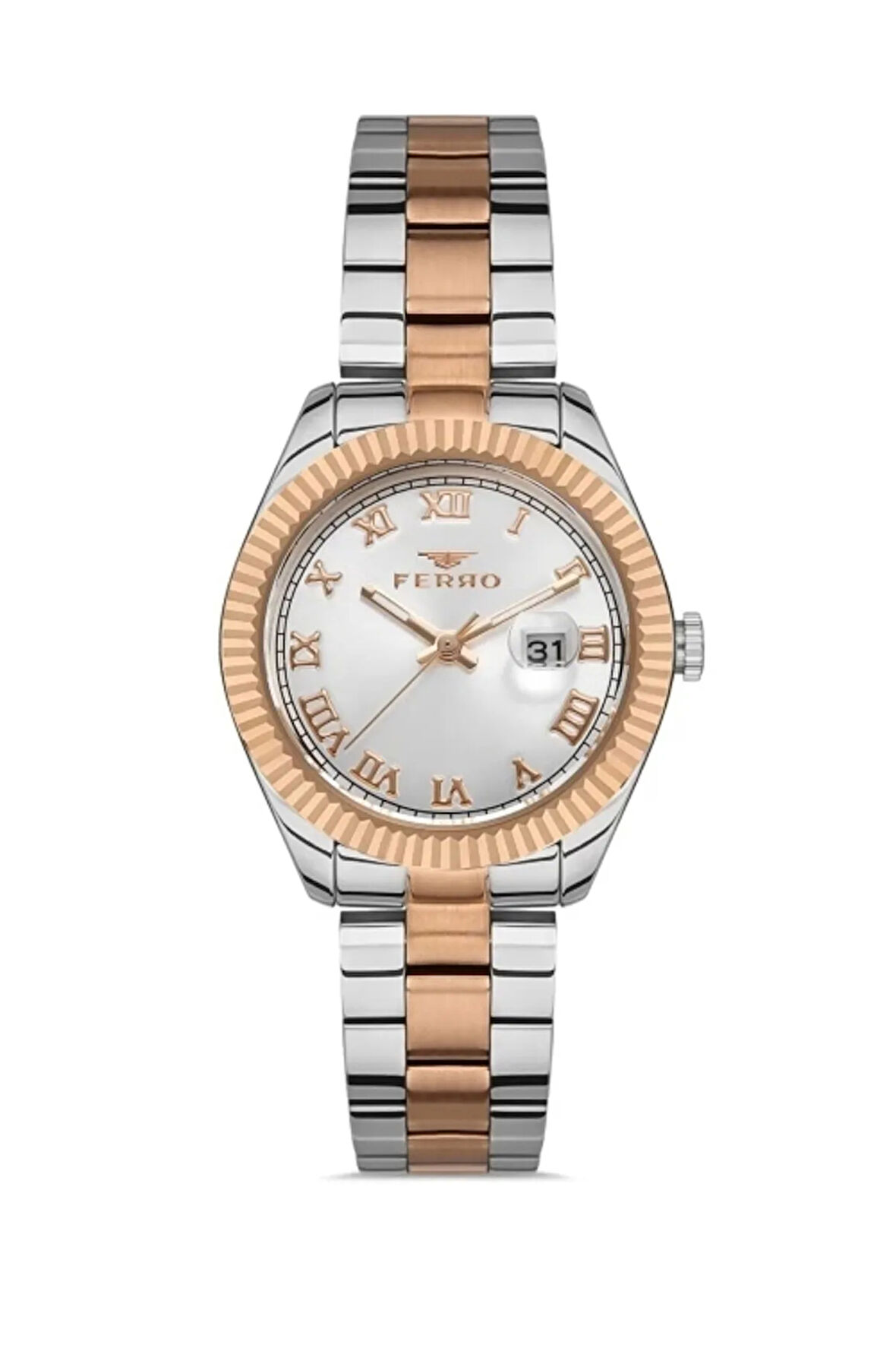 Rose ve Gümüş Çelik Kordon Kadın Kol Saati FL21295A-E