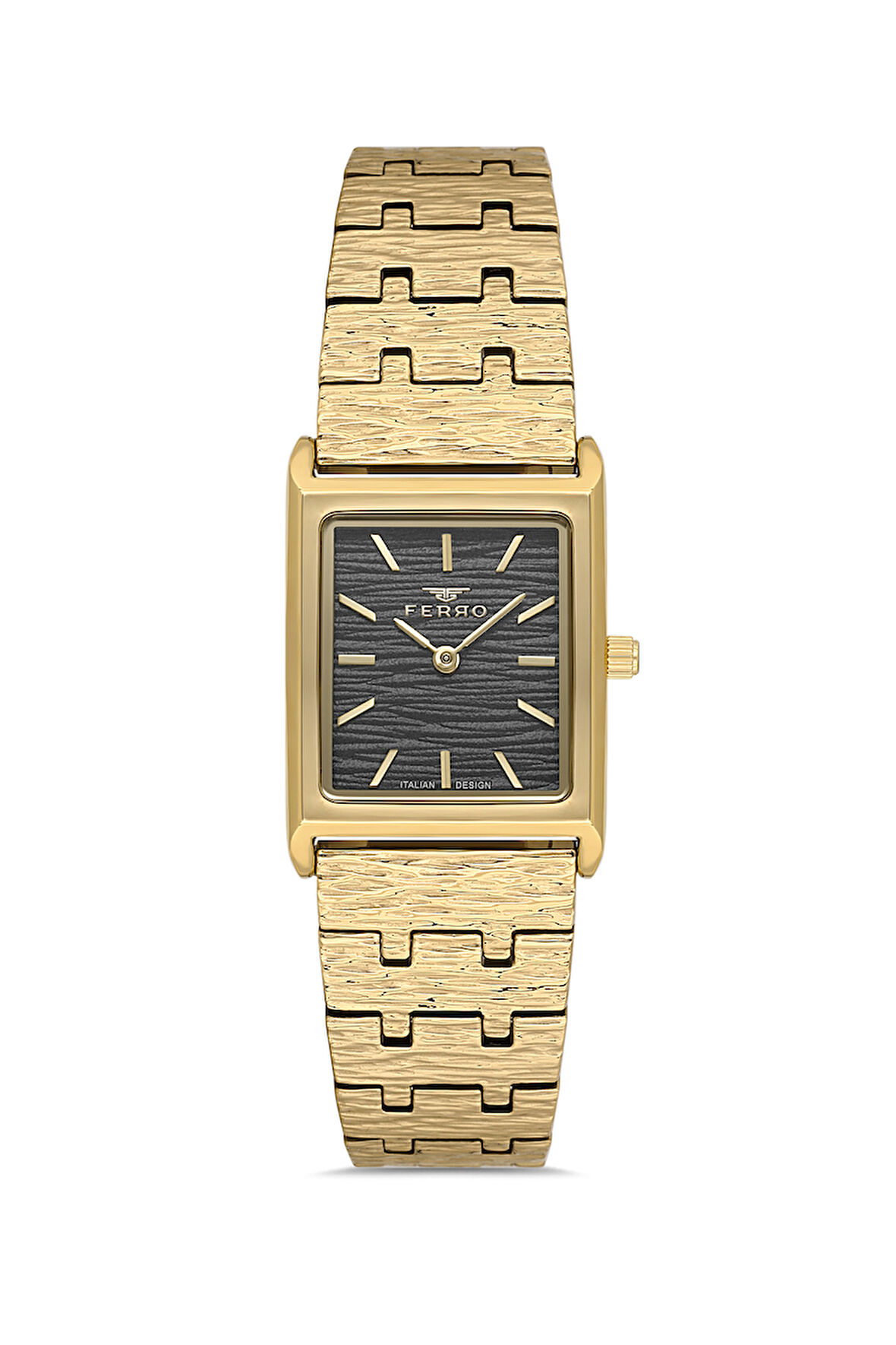 Ferro FL21599AWT-B2 Quartz Çelik Altın Rengi Siyah Kadran 22 mm Kadın Kol Saati