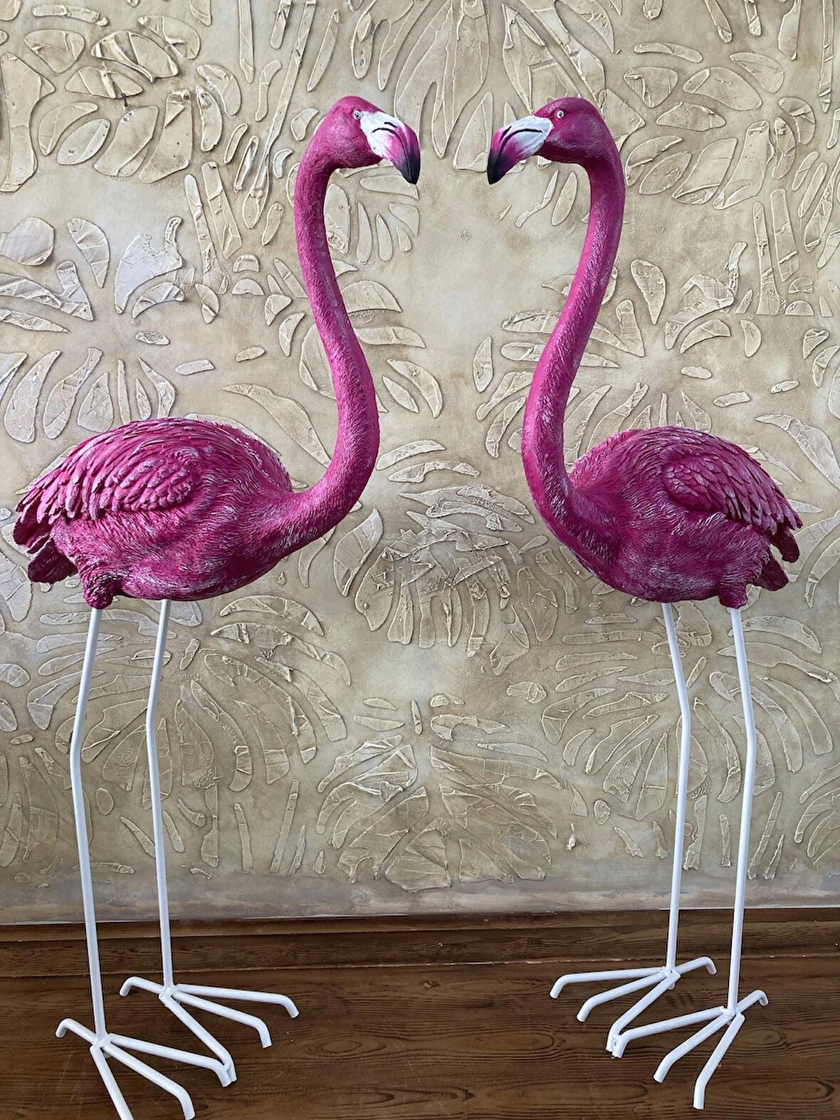 Flamingo Dik Baslı Bahce Biblo Fuşya