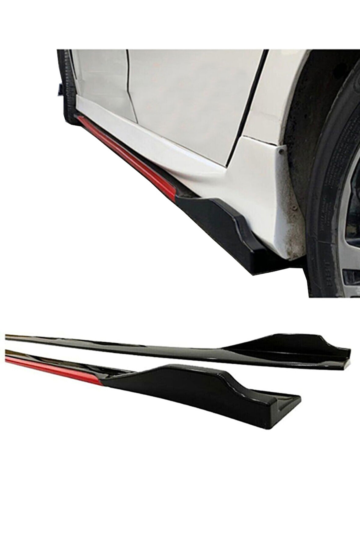 Renault Master Flaplı Kırmızı Şeritli Yan Marşpiyel Eki Piano Black
