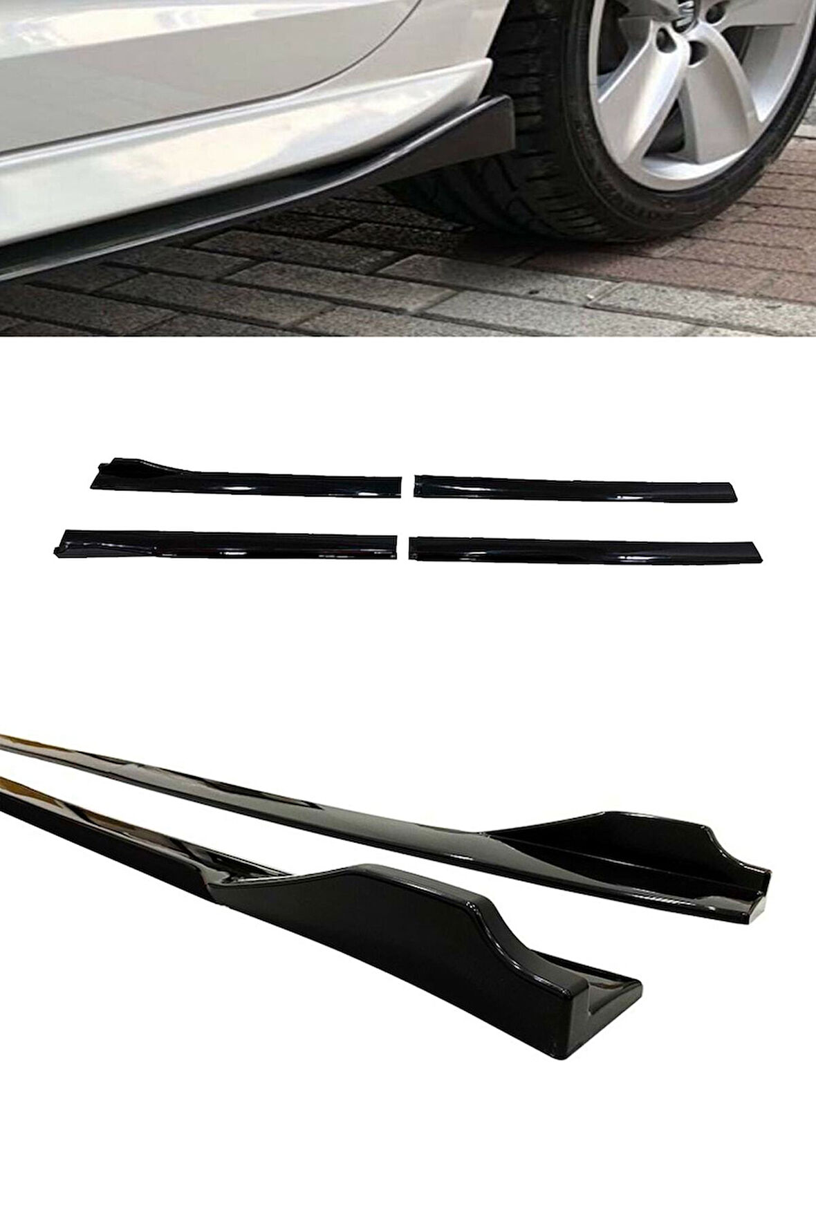 Citroen C1 2012-2014 Uyumlu Flaplı Yan Marşpiyel Eki 8 Parça Piano Black
