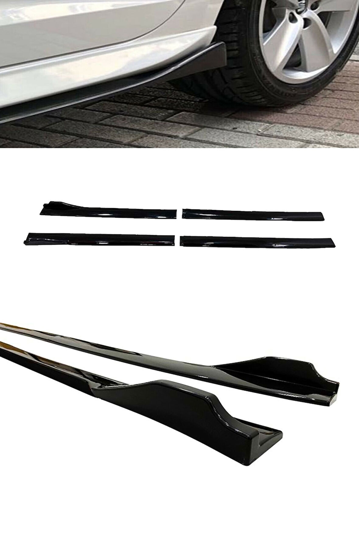 Mazda 323 Flaplı Yan Marşpiyel Eki 8 Parça Piano Black