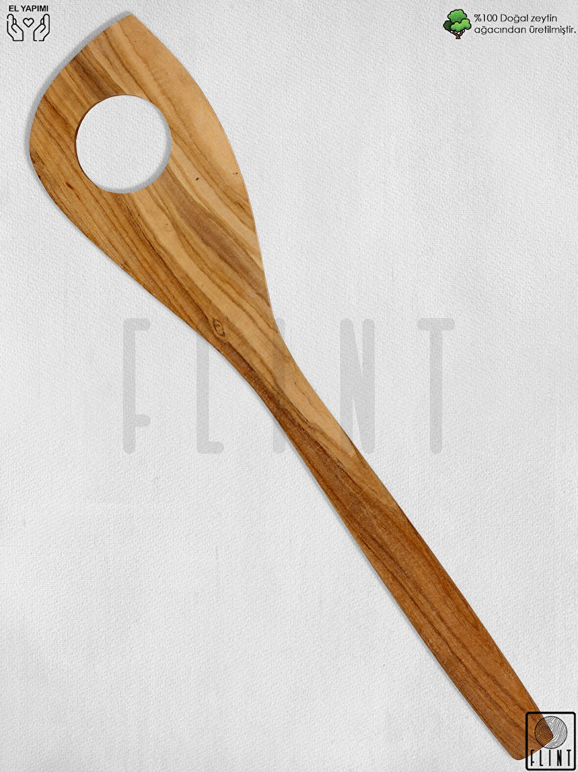 Zeytin Ağacı El yapımı Tahta Ahşap Spatula Mutfak Yemek Servis Kaşığı 30 CM