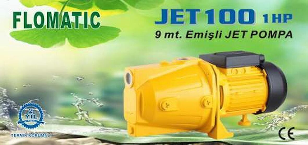 JET100 1 HP 220V 9 mt. Emişli Jet Pompa - Bakıra Bakır Sargı