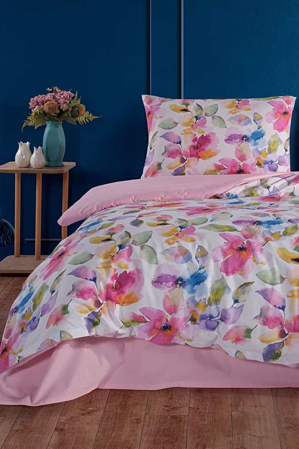 Flowers %100 Pamuk Tek Kişilik Nevresim Takımı