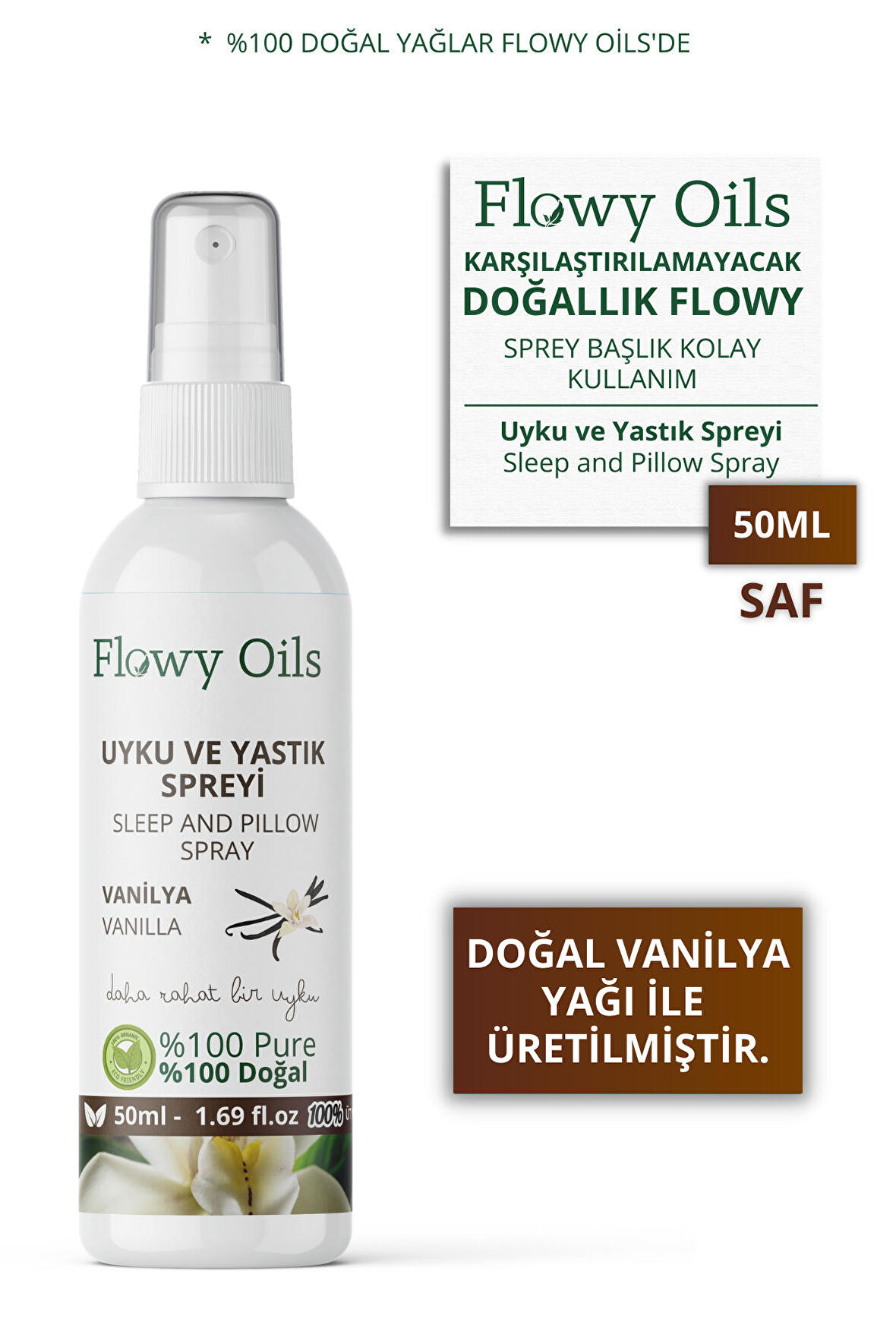 Vanilya Uyku Ve Yastık Spreyi Vanilla Sleep And Pıllow Spray 50 Ml