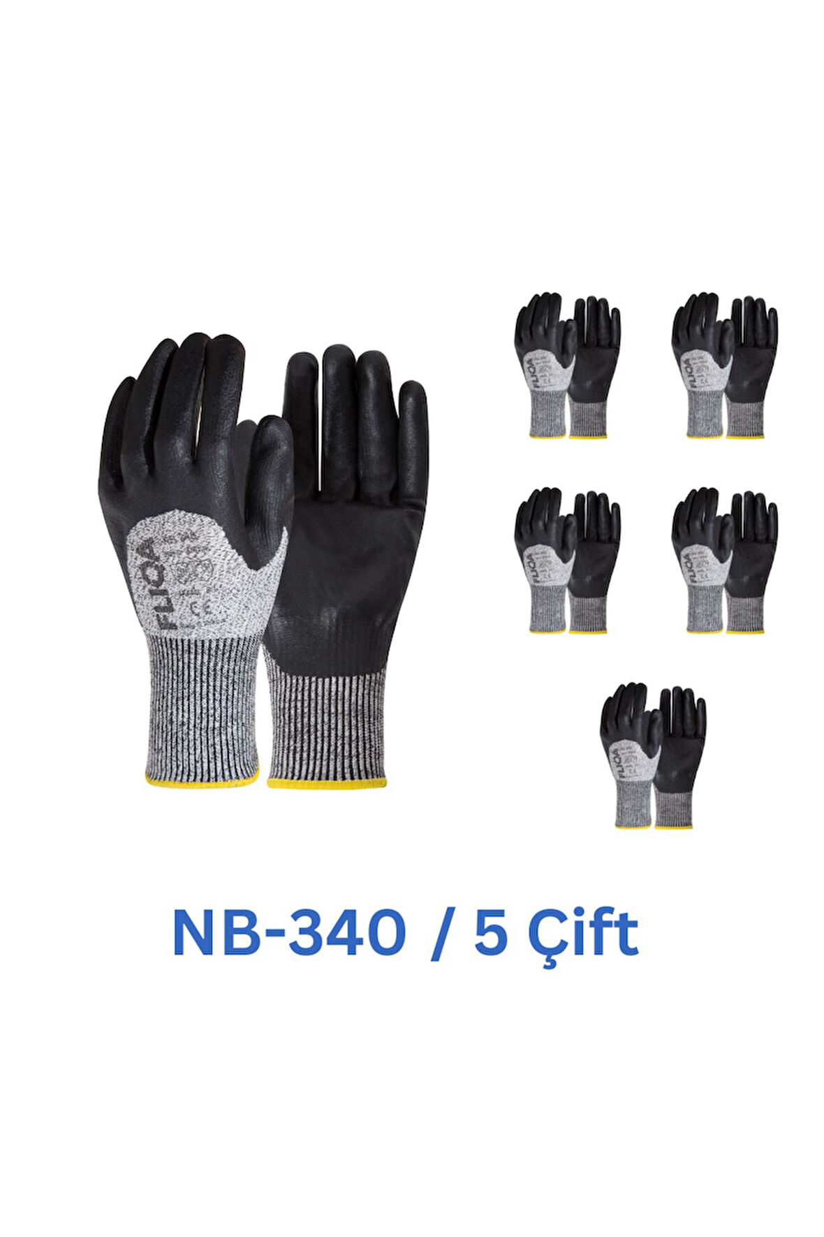 Nb-340 Nitril Eldiven | Kesilme Direnci ve Yağ Korumasında Üstün Performans No:9 - 5 Çift 