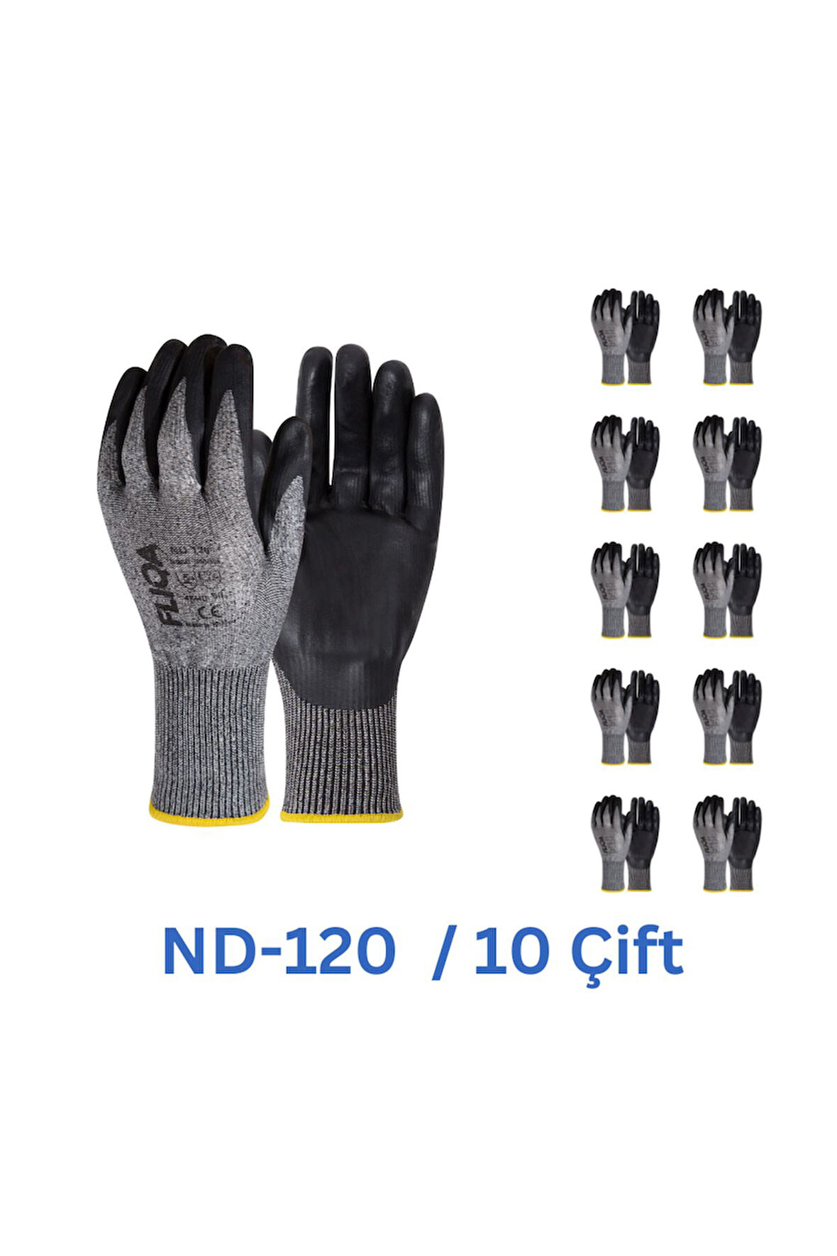 ND-120 Nitril Kesilmeye Dayanıklı Eldiven; D Seviyesi Koruma ve Dayanıklılık No:8-10Çift