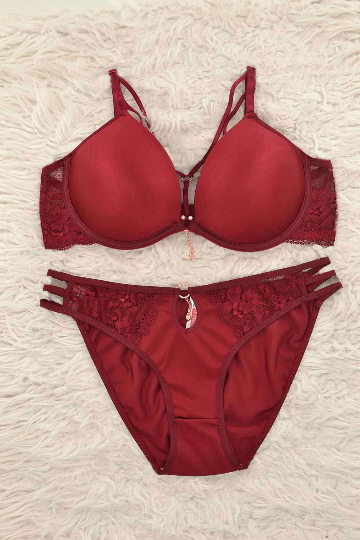 Le Jardin 5020-B Destekli-Balenli Silikon Taşlı Simli Sütyen Takımı