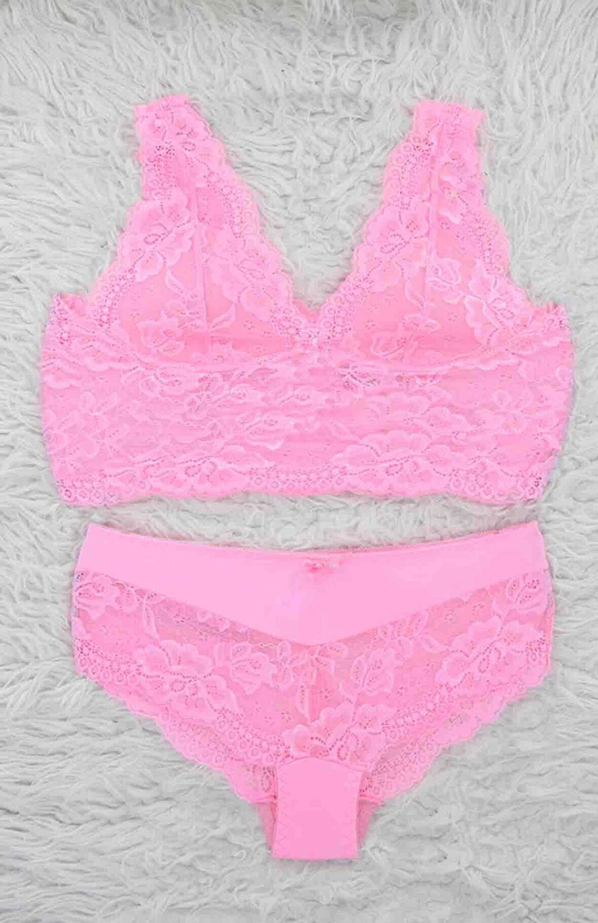 F.K. 410 Kadın Desteksiz Balensiz Dantelli B-Cup Uzun Bralet Takımı