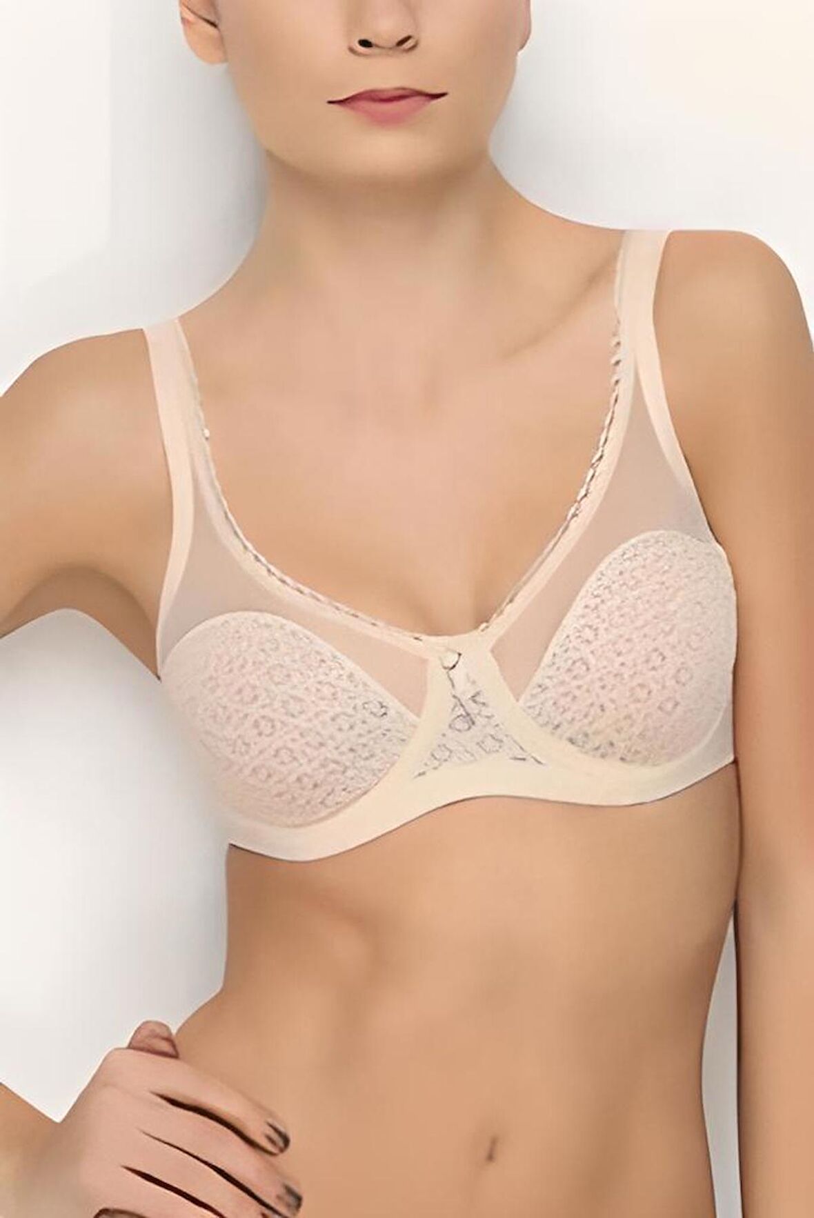 Yeni İnci Kadın Desteksiz Balenli Dantelli Minimizer Sütyen (1670)