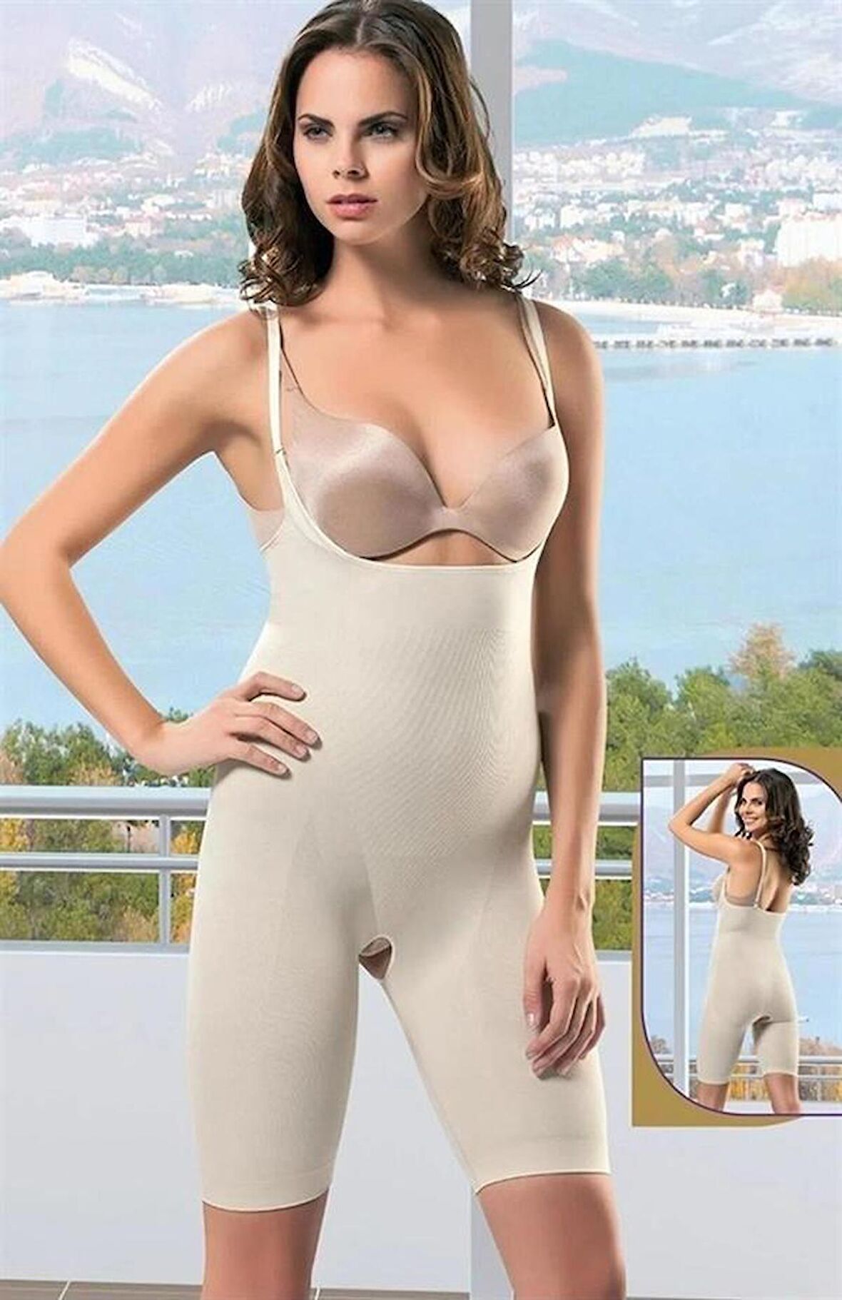 Dode Flora FormF 985 Kadın Beden Küçülten Dikişsiz Göğüs Altı Paçalı Açık Ağ Tam Boy Korse 