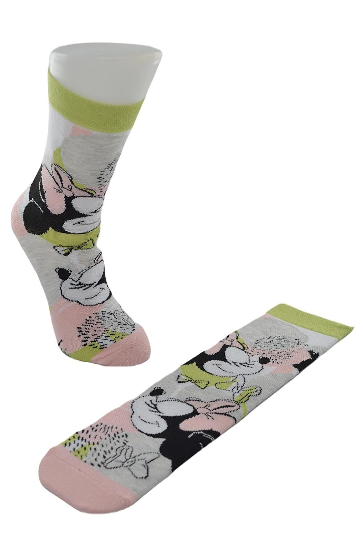 Dode Flora Disnep Kadın Çizgi Film Minnie Mouse Desenli Pamuklu Soket Çorap