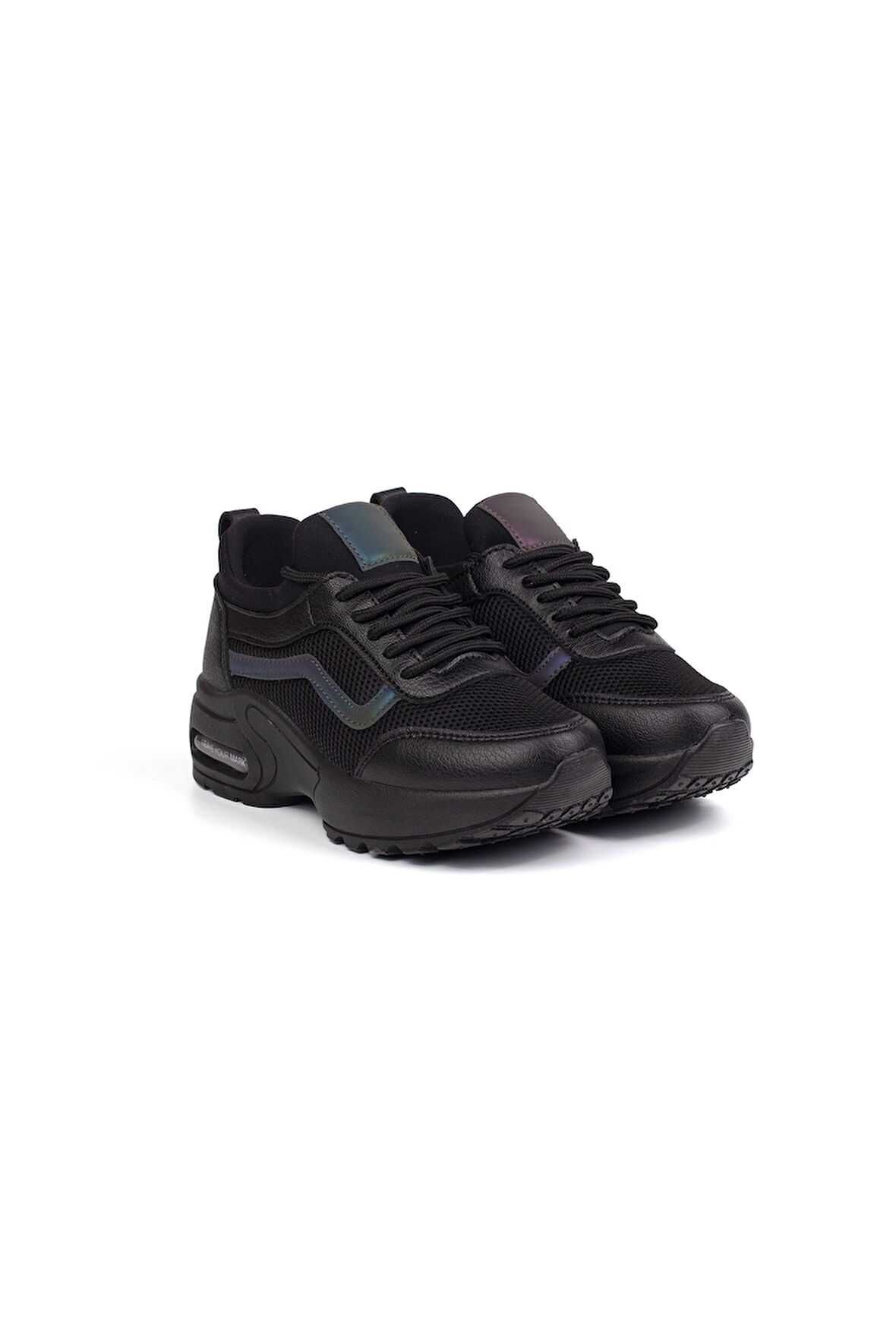 Kız Çocuk Siyah Fileli Rahat Günlük Sneaker Nefes Alan Spor Ayakkabı