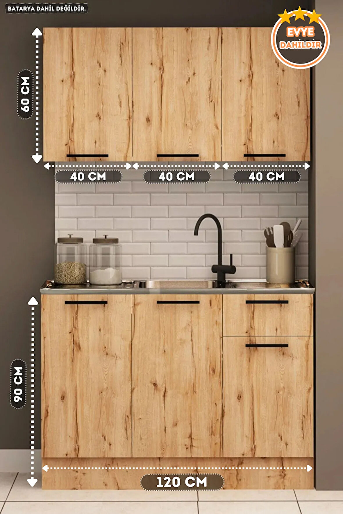 120 Cm Şila Evyeli Mini Mutfak Dolabı