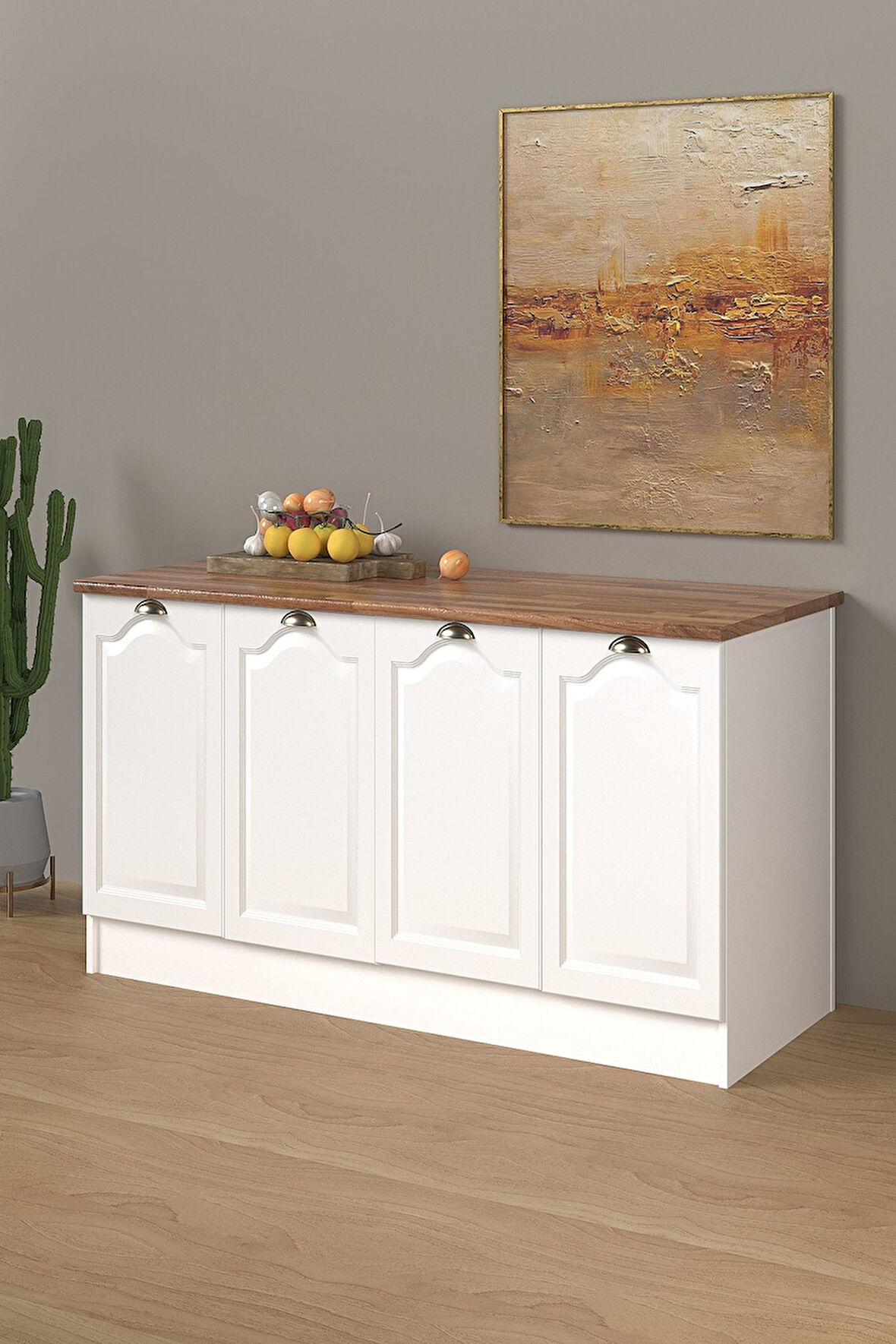 Fly Mobilya 160 Cm %100 MDF Greena White Ada Mutfak, Modern Mutfak Adası, Mutfak Yemek Masası, Bar Masası