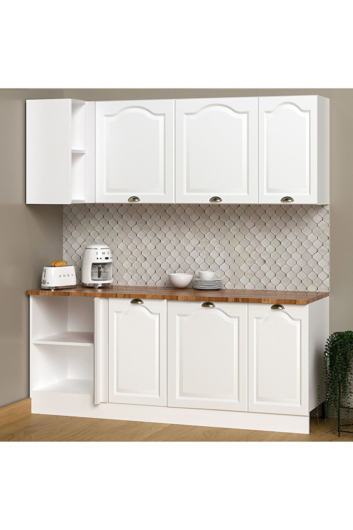 Fly Mobilya 200 CM %100 MDF Greena White Köşe Modülü