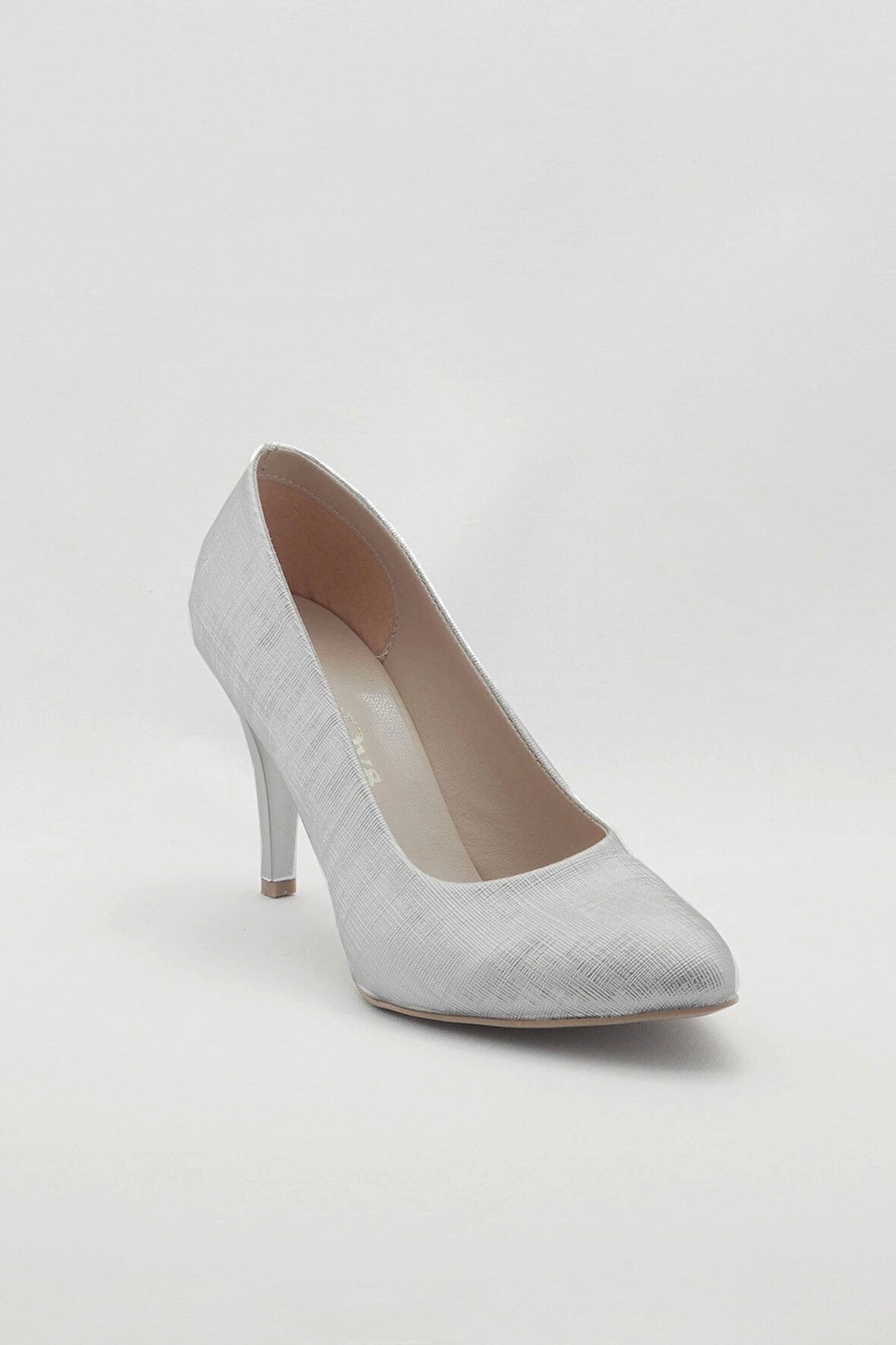 Kadın Moda Şık Gümüş Klasik Topuklu Ayakkabı Topuklu Düğün Nişan Gece Abiye Ayakkabısı