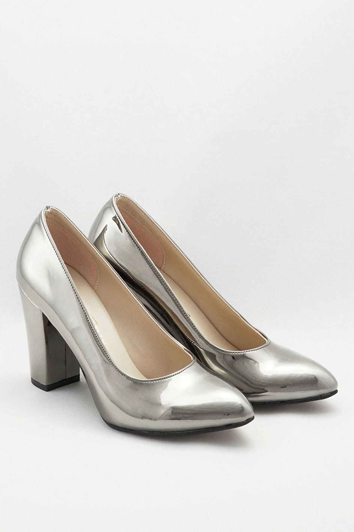 Kadın Moda Şık Platin Klasik Topuklu Ayakkabı Topuklu Düğün Nişan Gece Abiye Ayakkabısı