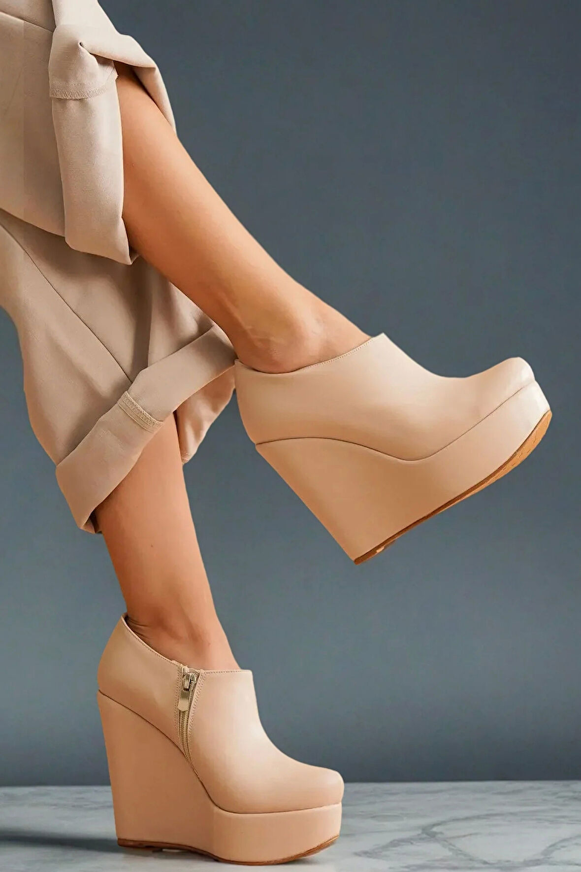 Stil Modern Kadın Dolgu Topuk Kısa Bot Abaco Özel Tasarım Gündüz Gece Abiye Ayakkabı