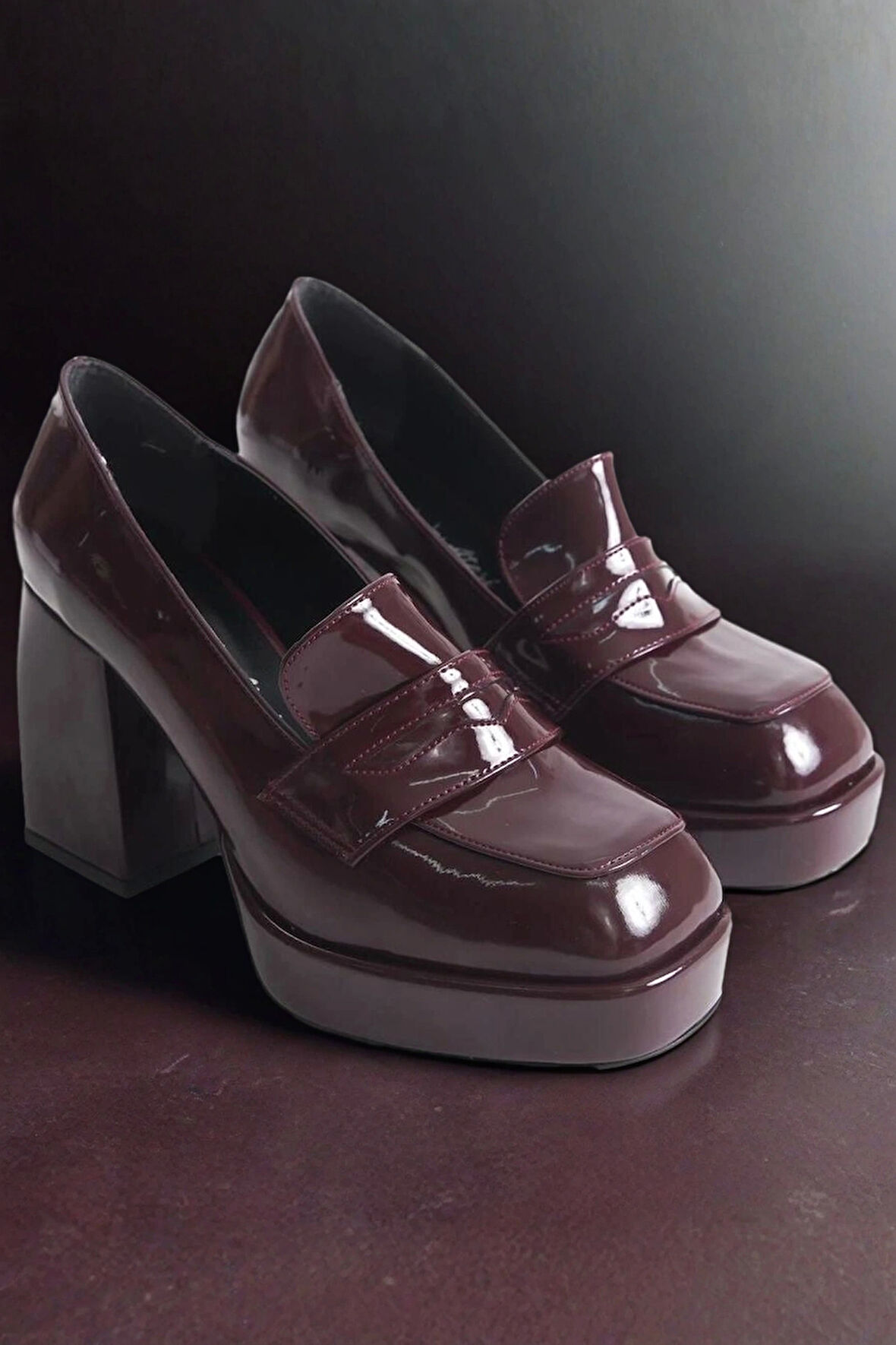 Stil Modern Kadın Platform Kalın Topuklu Loafer Özel Tasarım Gündüz Gece Abiye Ayakkabı