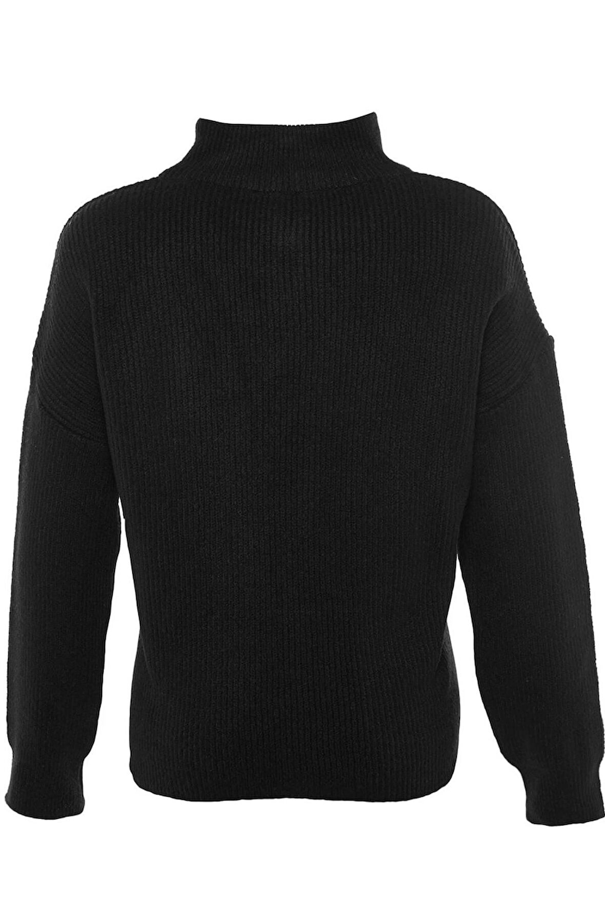 Kadın Moda Şık Regular Dik Yaka Uzun Kol Düz Couple Yumuşak Dokulu Fermuarlı Triko Kazak