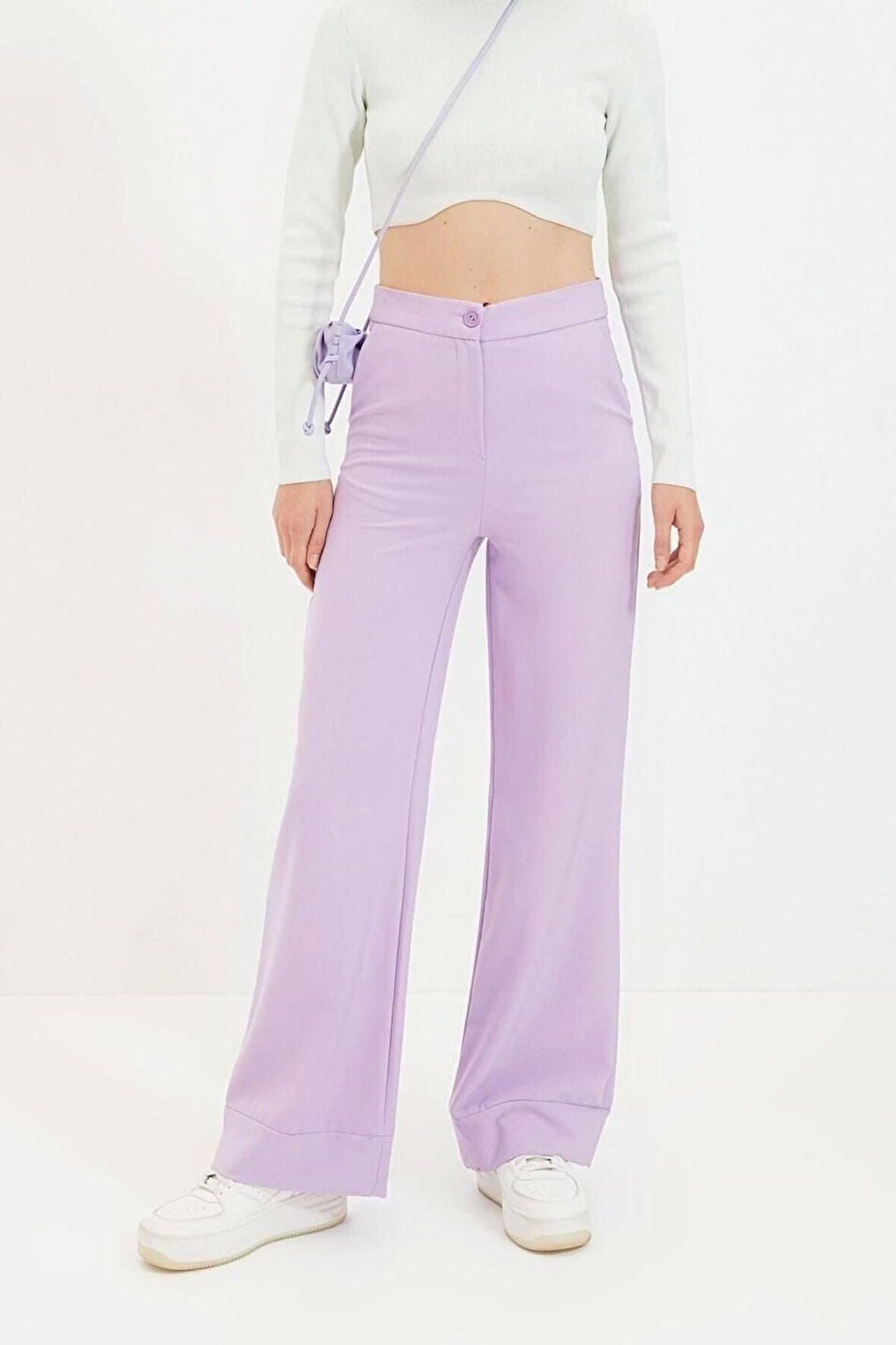 Kadın Yeni Moda Geniş Paça Uzun Boy Dokuma Wide Leg Geniş Paça Pantolon