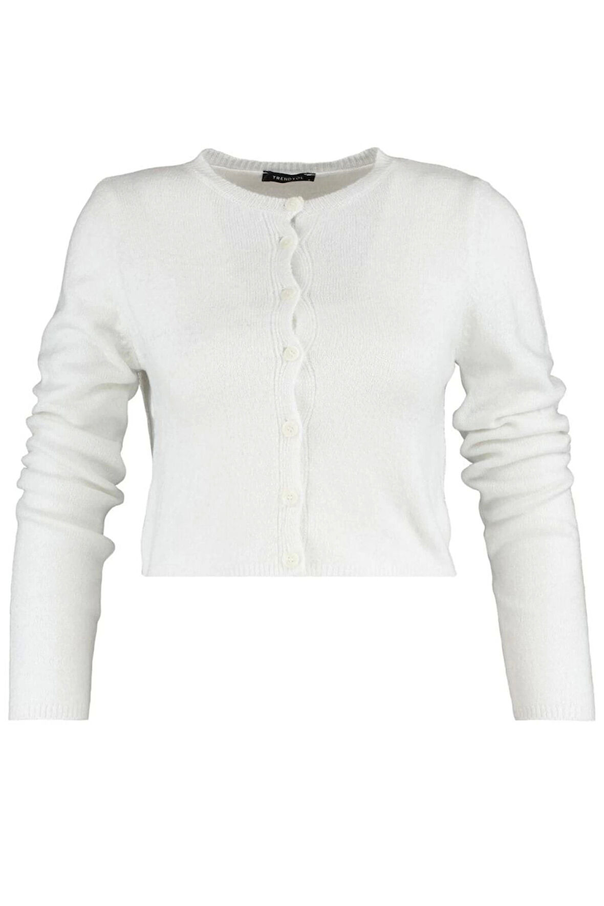 Kadın Moda Şık Crop Bisiklet Yaka Slim Crop Yumuşak Dokulu Bluz-Hırka Triko Takım